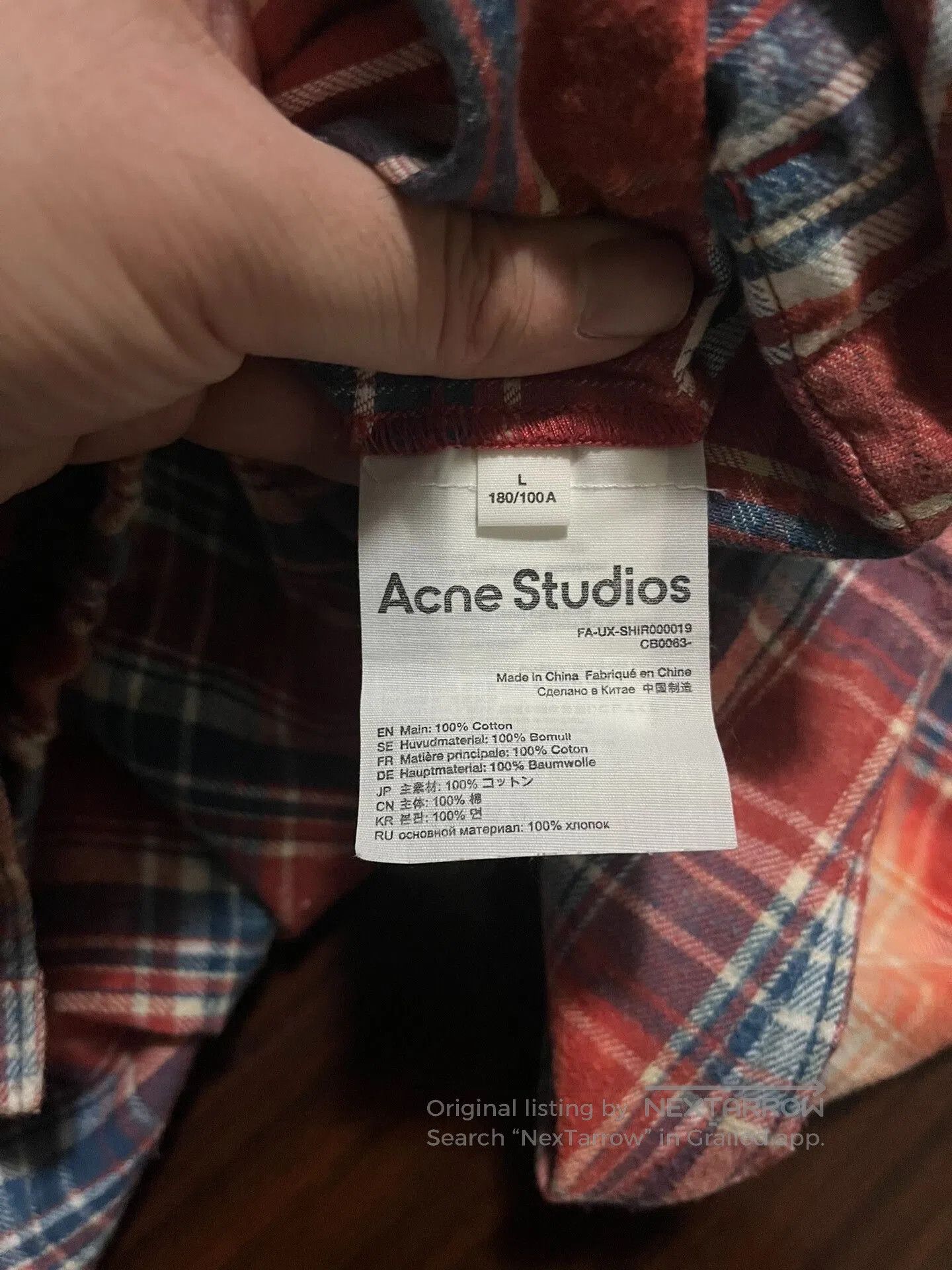 Acne Studios Acne Studios Bleached Check Overshirt. Size US L / EU 52-54 / 3 - 4 Thumbnail