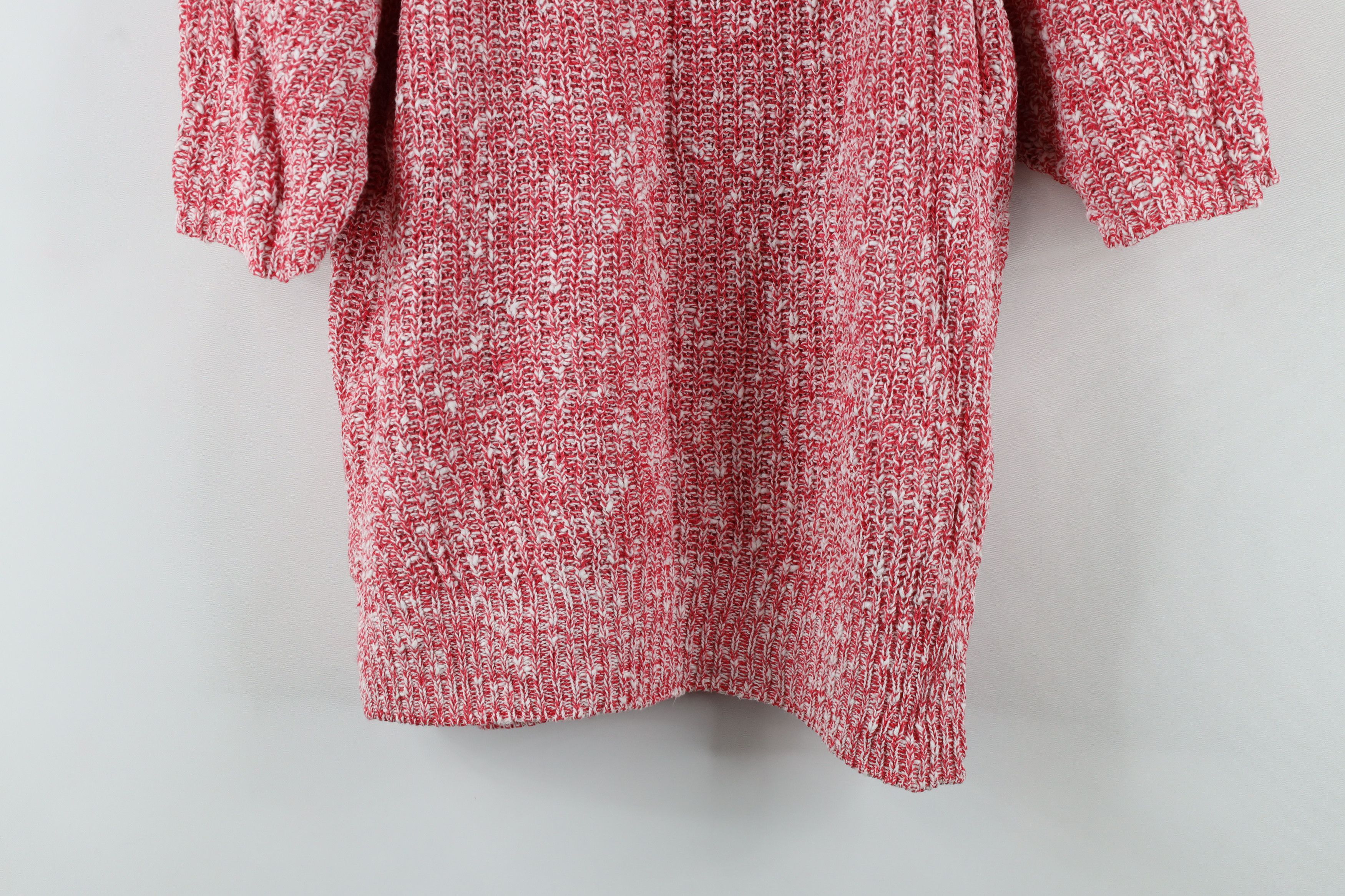 Vintage Vintage 90s Streetwear Ribbed Knit Short Sleeve Sweater Red Size L / US 10 / IT 46 - 3 Thumbnail