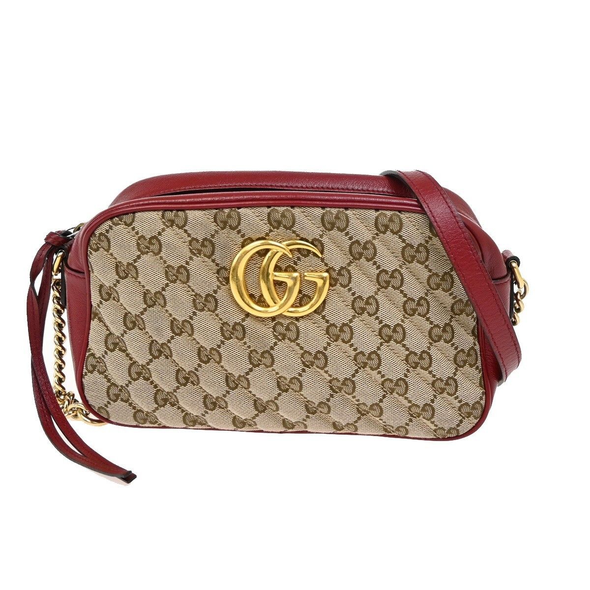 Gucci Gucci GG Marmont Shoulder Bag Diagonal Quilted GG Canvas with Leather Size ONE SIZE - 1 Thumbnail