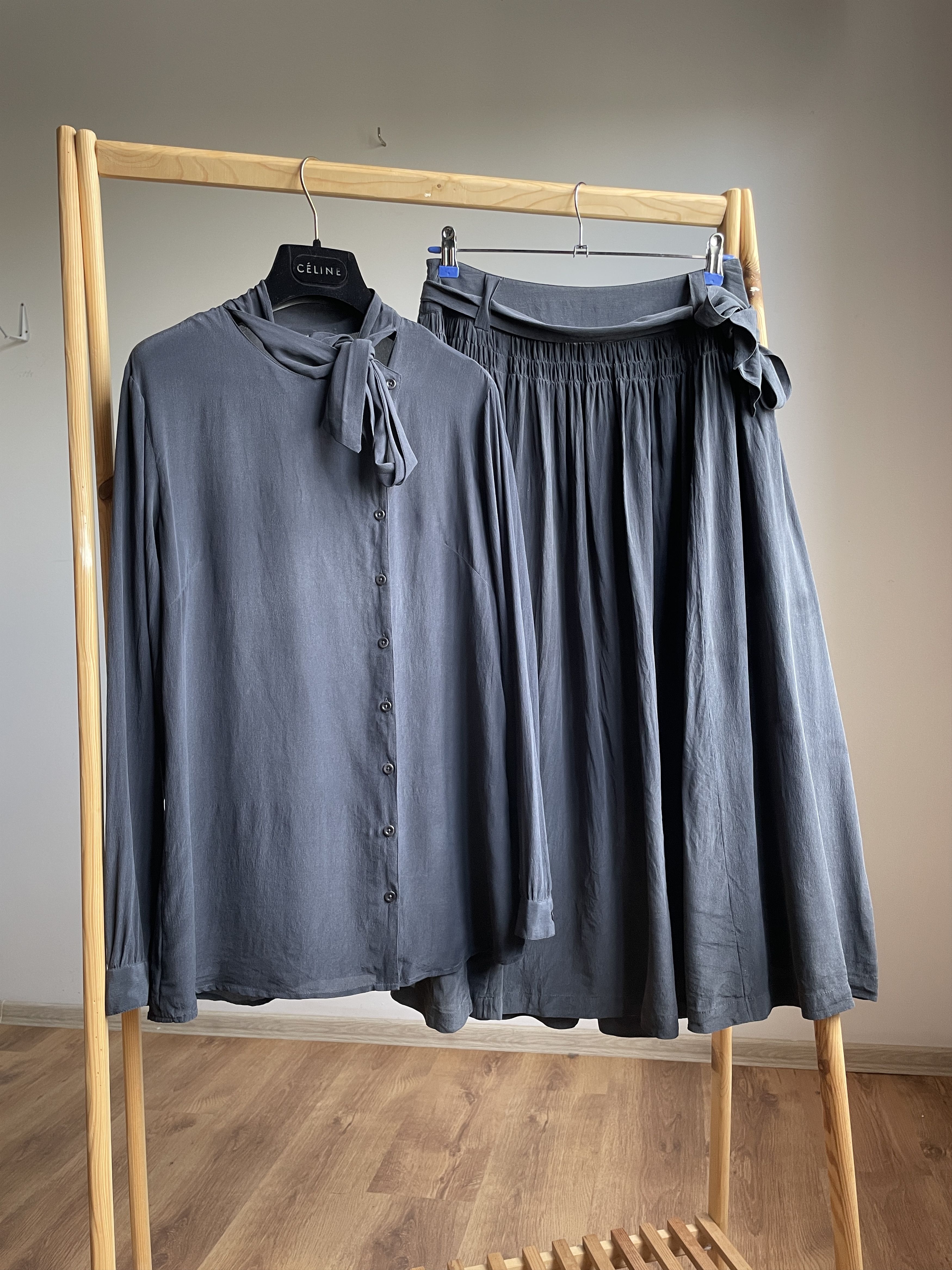 Toast Pure Silk Blouse and Skirt Set Size UK 10