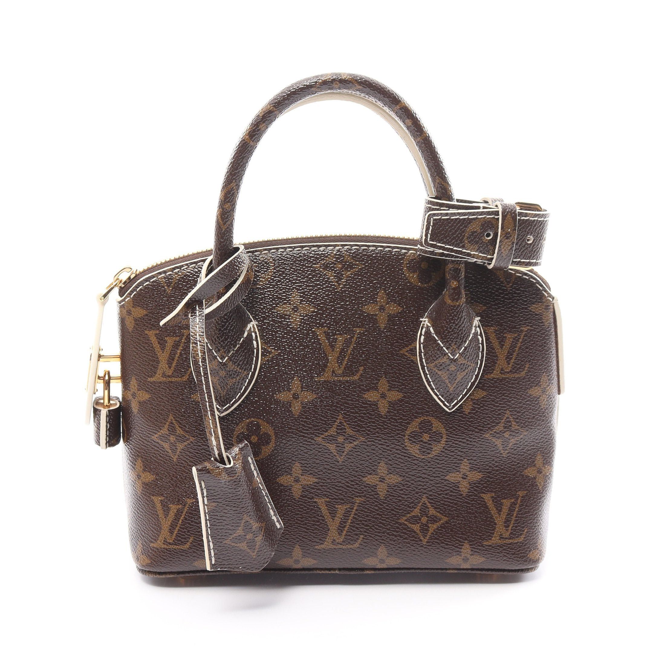 image of Louis Vuitton Lockit Bb Shiny Monogram Handbag Pvc Brown, Women's
