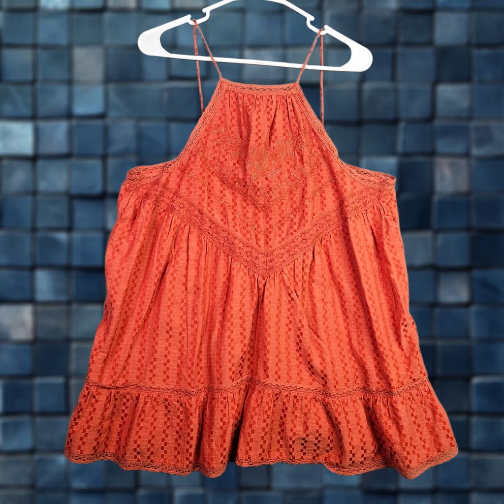 Free People FREE PEOPLE Elisa Tunic Lace Top Paprika Orange NWT Size M Size M / US 6-8 / IT 42-44 - 1 Thumbnail