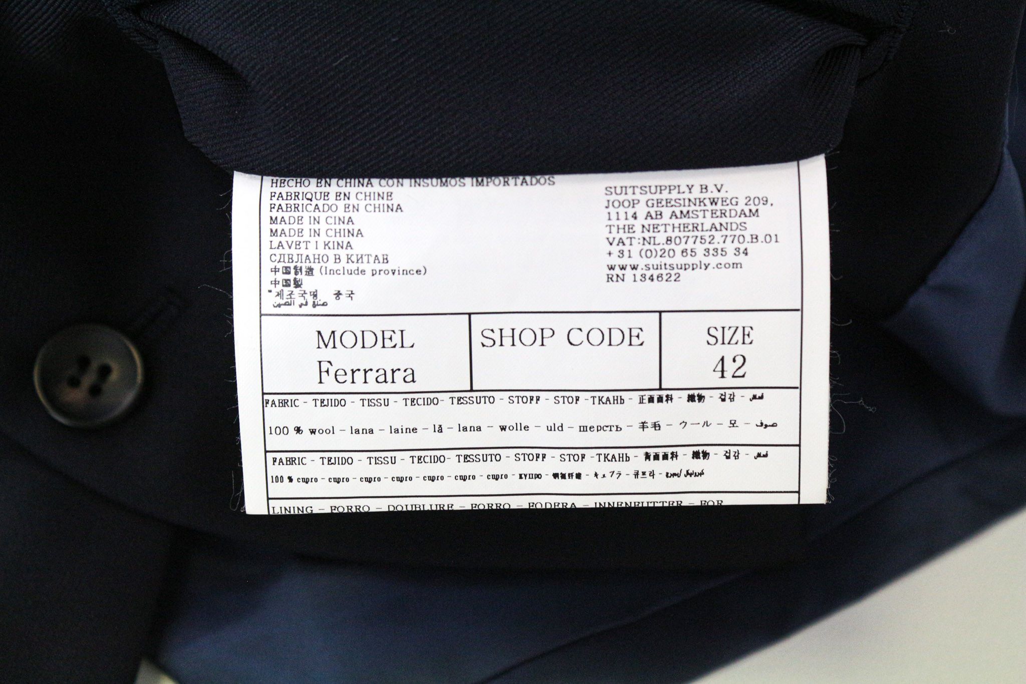 Suitsupply FERRARA UK32R Blue Wool V-Neck Waistcoat 75090 Size 34S - 5 Thumbnail