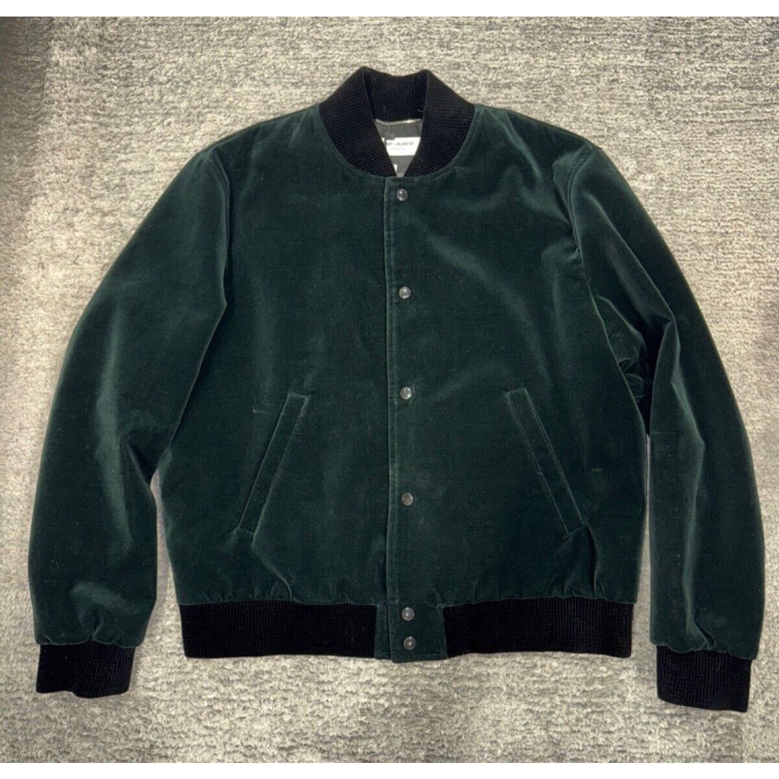 Yves Saint Laurent Saint Laurent Paris Teddy Green Velvet Bomber Jacket 54 Size US L / EU 52-54 / 3 - 6 Thumbnail