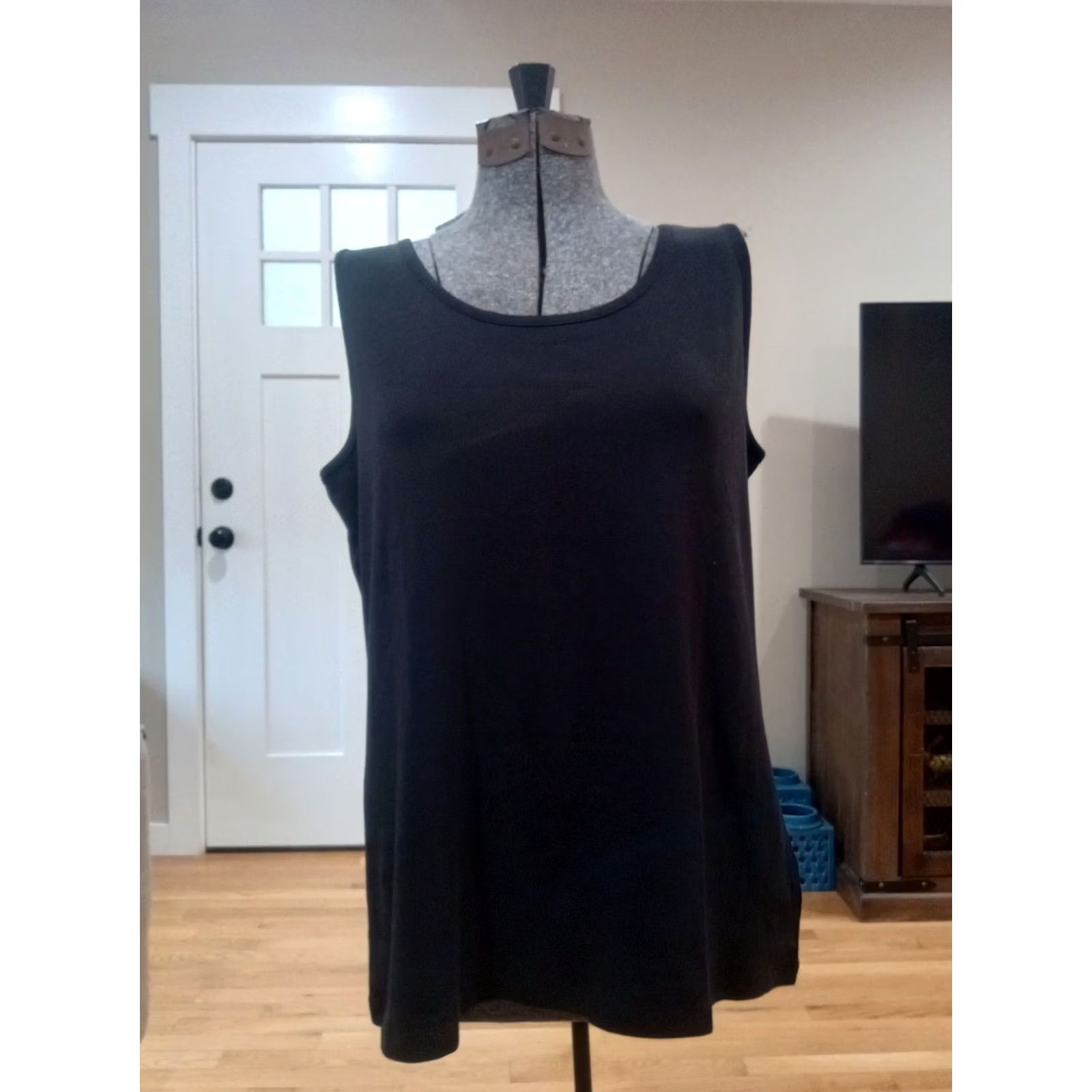 Lands' End Lands' End XL Black 100% Cotton Blouse Women Shirt Camisole Top Size XL Size XL / US 12-14 / IT 48-50 - 4 Thumbnail