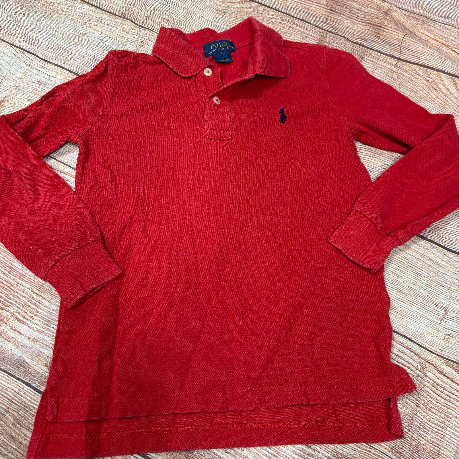Polo Ralph Lauren Polo Ralph Lauren Red Long Sleeve Polo Shirt Boys 6 Size US XXS / EU 40 - 1 Thumbnail