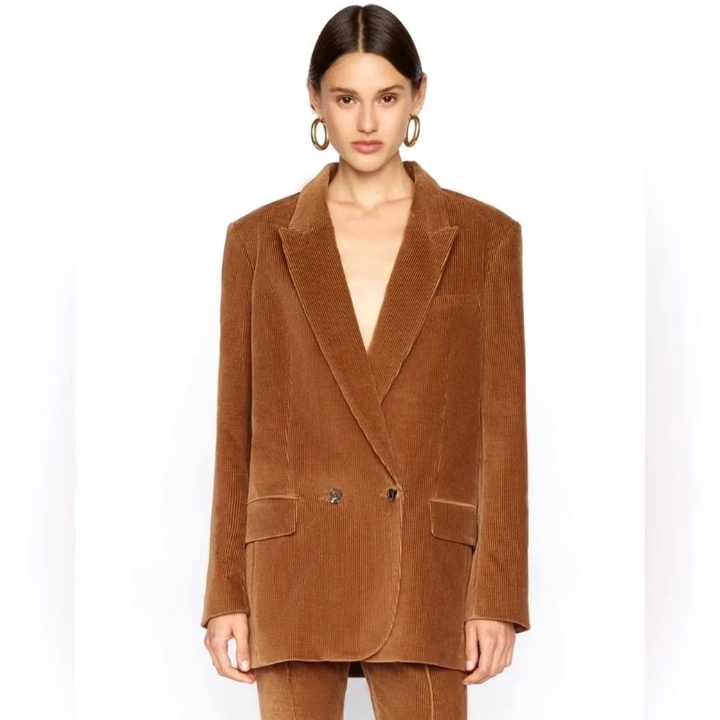 Frame FRAME Di Corduroy Double Breasted Oversized Blazer Jacket Camel Large Beige FRAME Blazer Women L Oversized Corduroy Autumn Spring 90s? Size L / US 10 / IT 46 - 2 Thumbnail