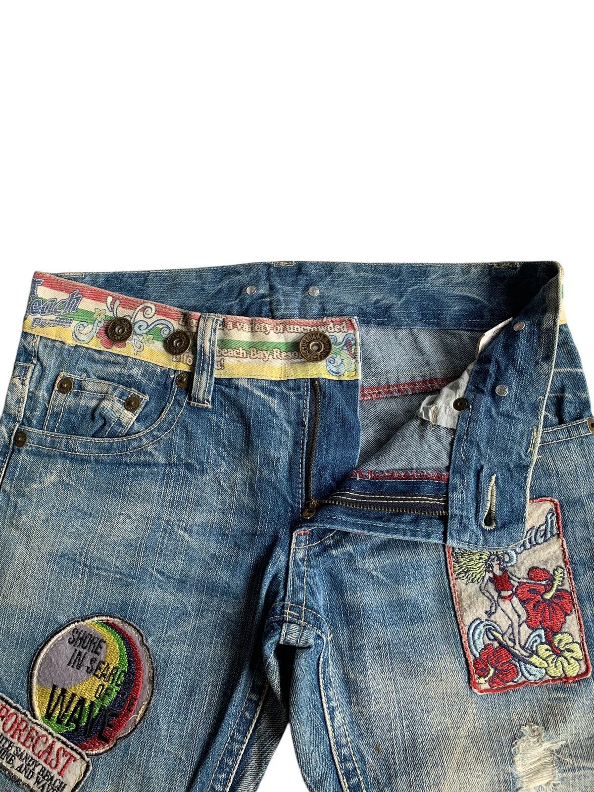 Other 💥 Vintage 90s Style Hyper Beach Stone Wash Patch Jeans Rare Size US 31 - 7 Thumbnail