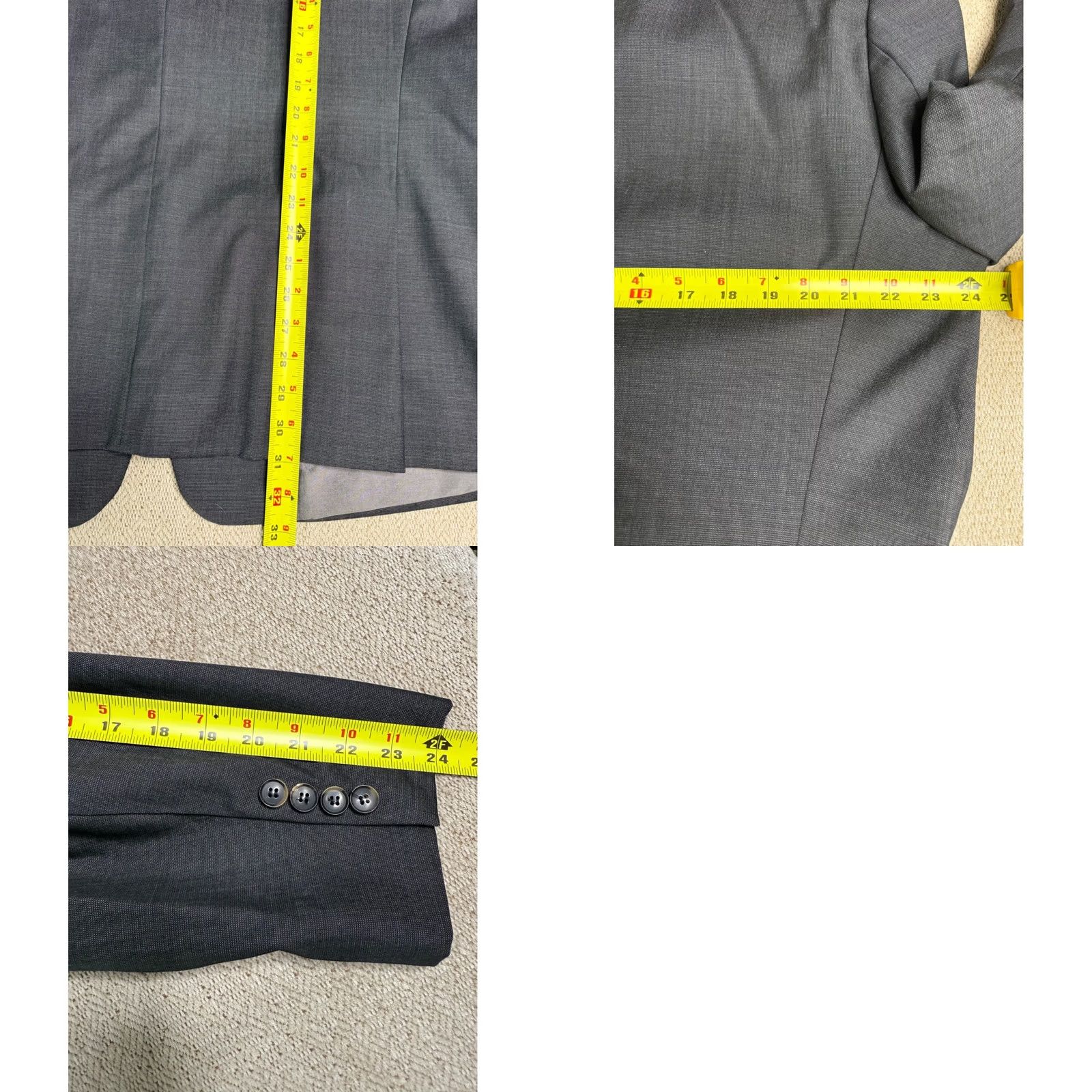Hugo Boss Hugo Boss Gray Wool Blazer - Mens 46/L - Business Formal Jacket Size 46R - 9 Thumbnail