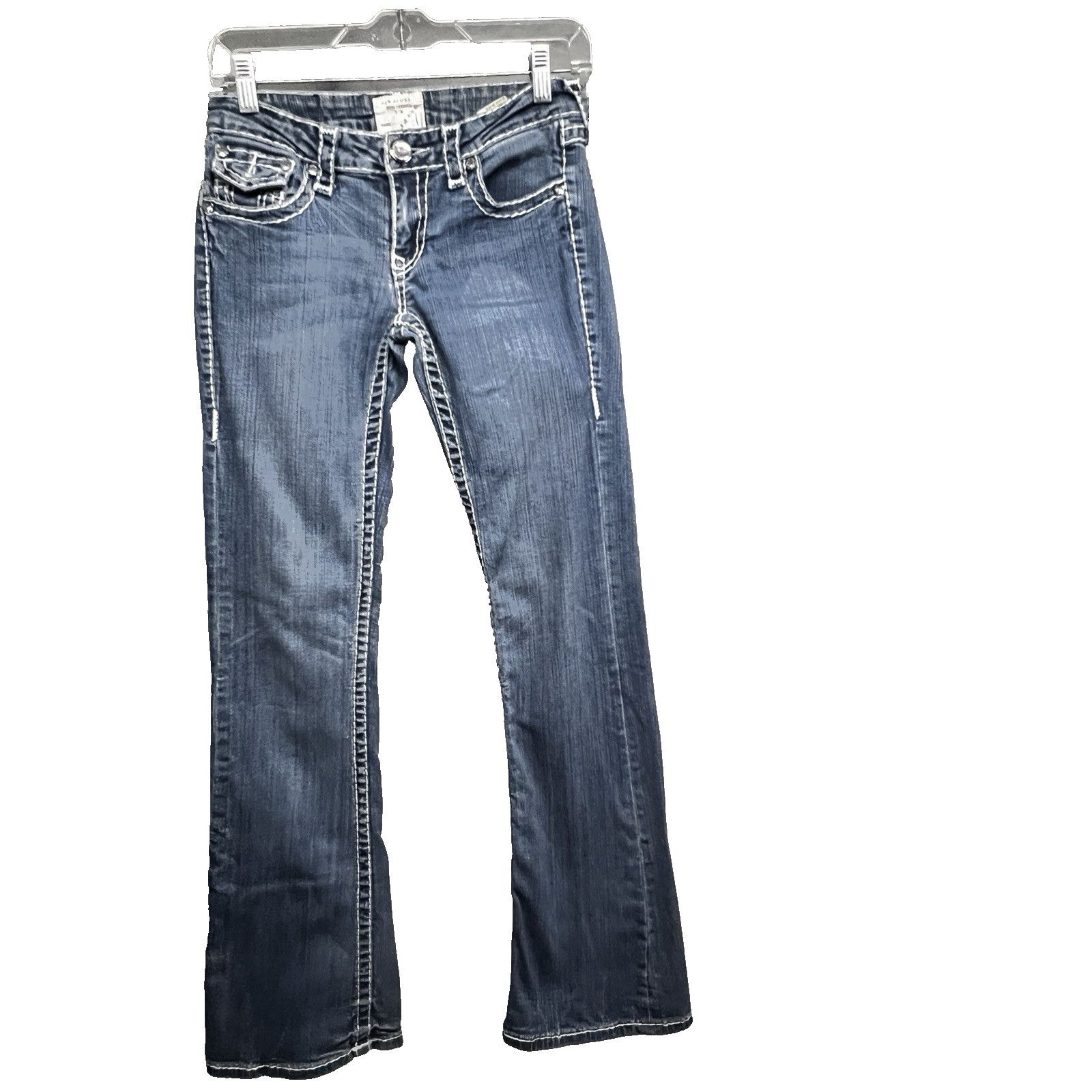 Vintage Vintage Flare Denim Jeans Sz 5 Flap Pockets Stretch 26x30 Size 26" / US 2 / IT 38 - 2 Thumbnail