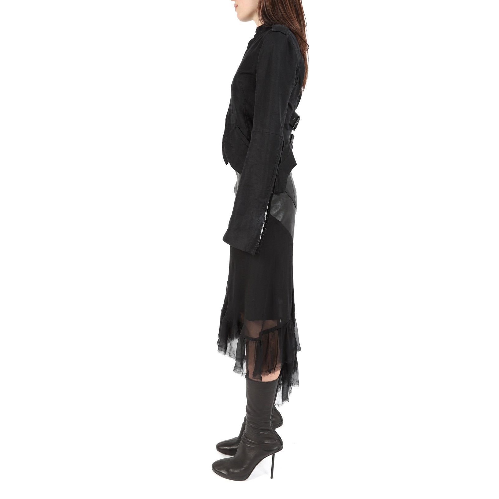 Haider Ackermann FW17 Belted Military Jacket in Black Cotton Size XS / US 0-2 / IT 36-38 - 5 Thumbnail