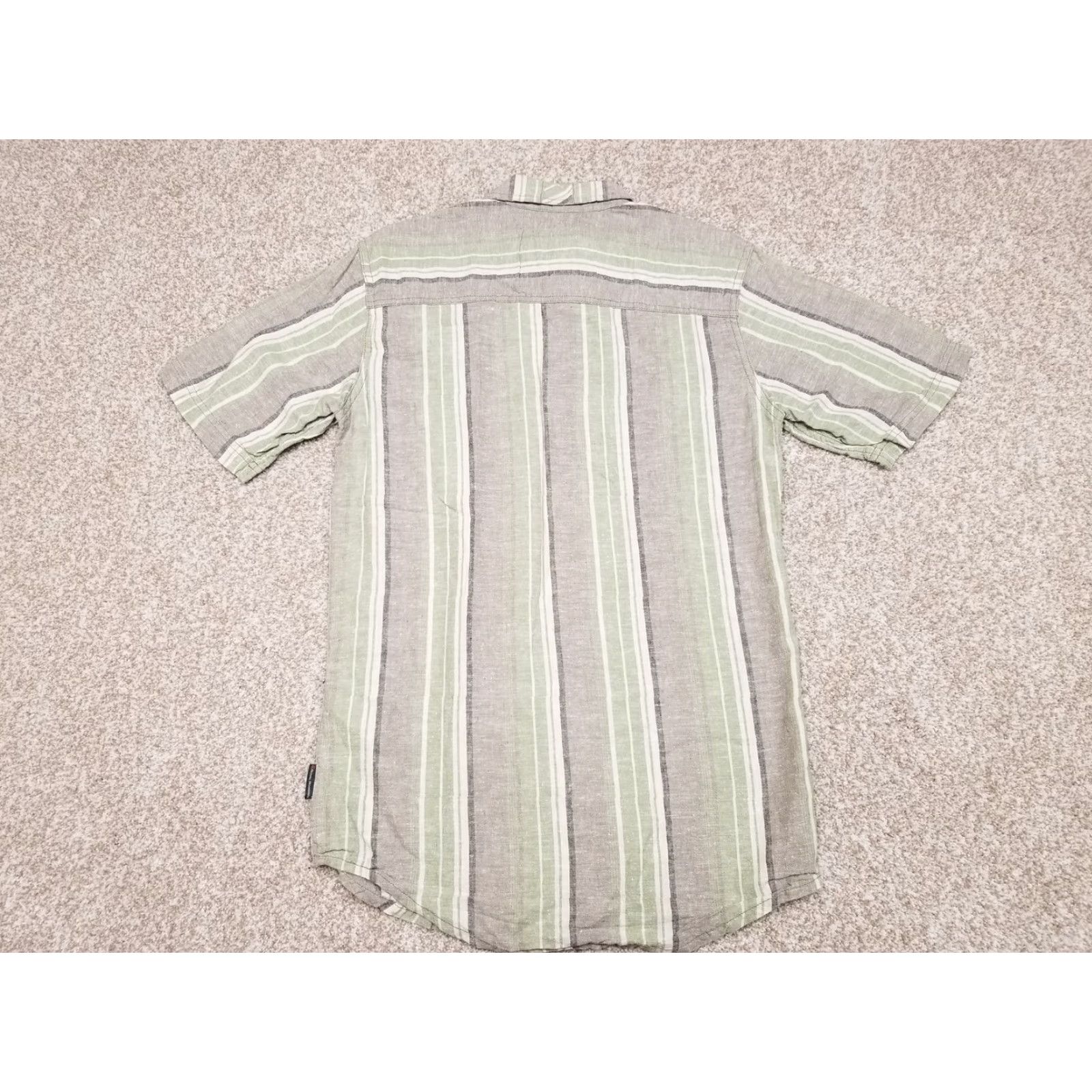 Wrangler Royal Robbins Shirt Mens Small Green Brown Short Sleeve Hemp Organic Cotton Blend Button-Up with Pockets, Striped, Casual, Adult XL, Beige, Wool? Size US XL / EU 56 / 4 - 5 Thumbnail