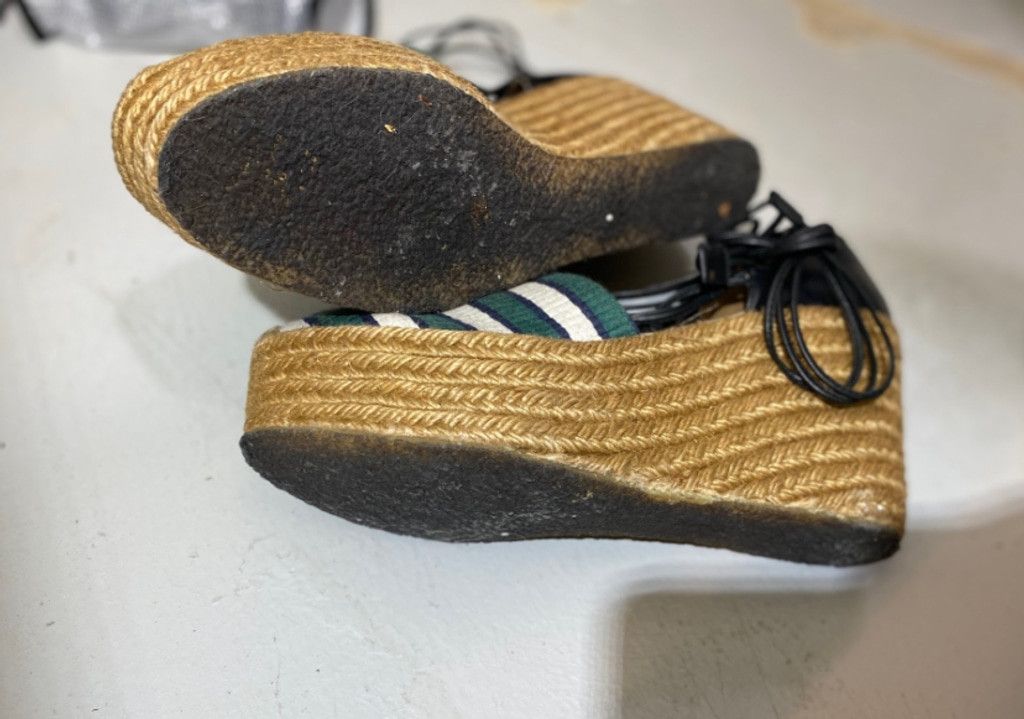 Chloe Chloe Green/White Striped Leather Tie-Up Espadrille W9 Size US 9 / IT 39 - 2 Thumbnail