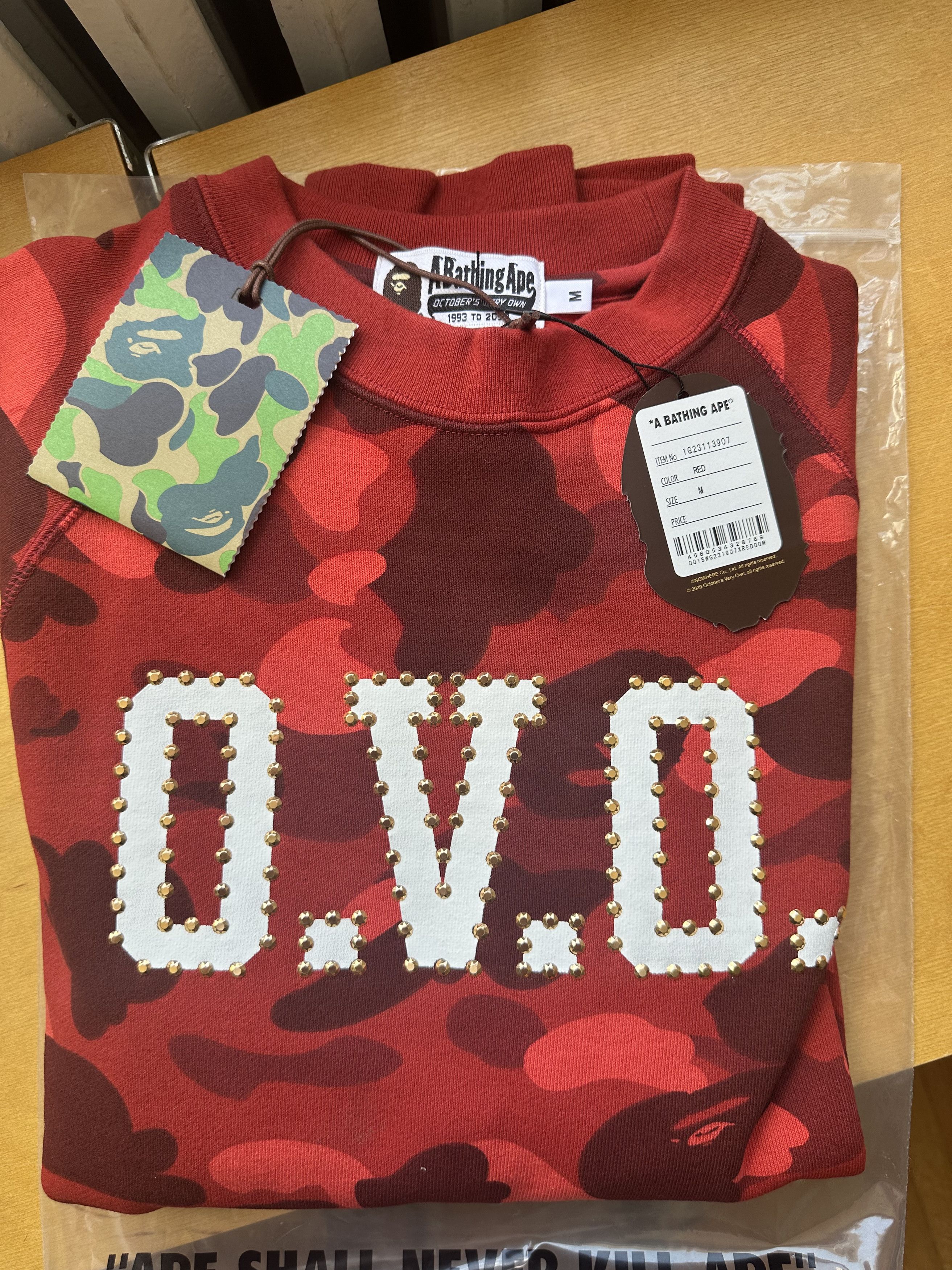 Bape × October's Very Own Bape x OVO Red Camo fleece Crewneck sweater Size US M / EU 48-50 / 2 - 5 Thumbnail