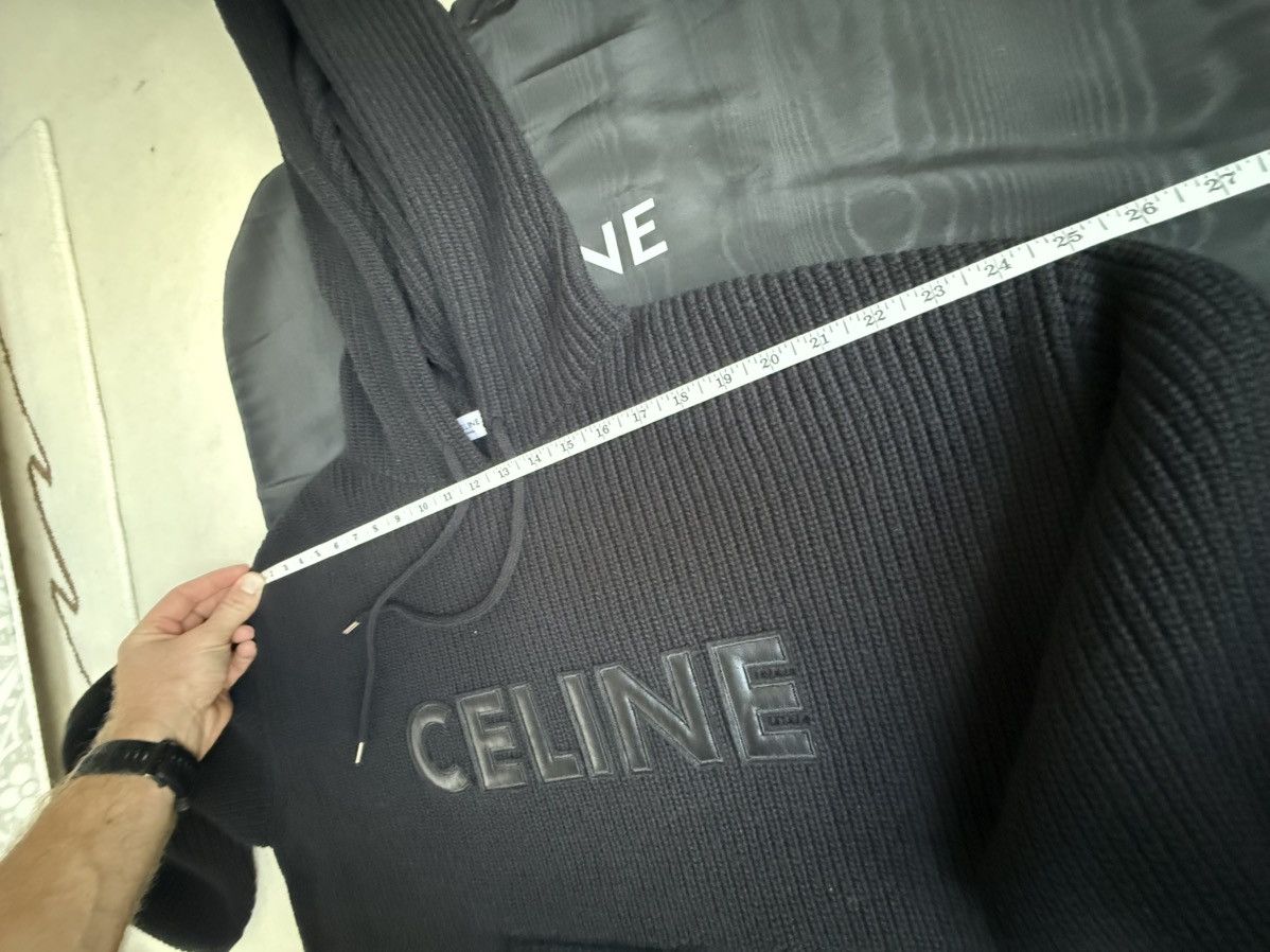 Celine $2k Celine hoodie sweater leather logo black wool Hedi S M Size US S / EU 44-46 / 1 - 7 Thumbnail
