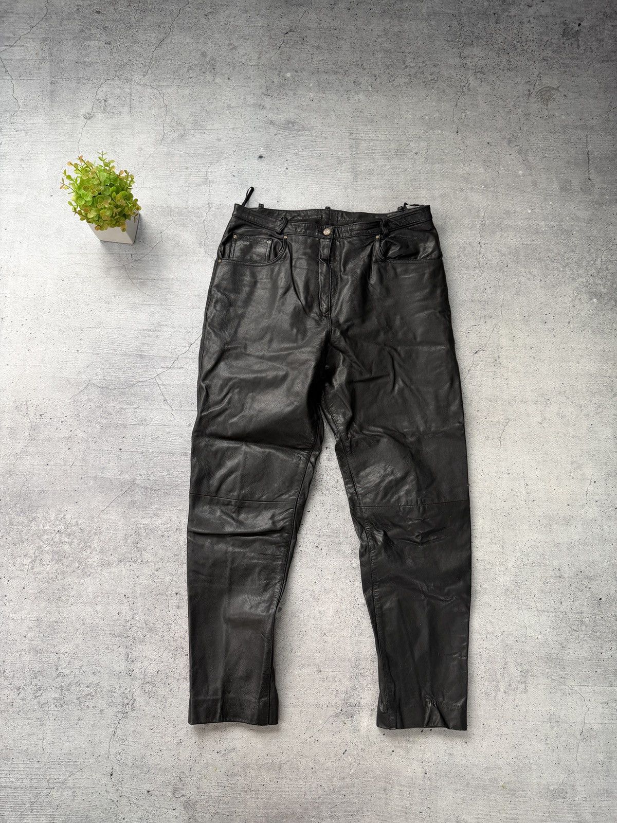 Genuine Leather Crazy! Cowboy core lace up leather pants opium avant garde M Size US 32 / EU 48 - 1 Thumbnail