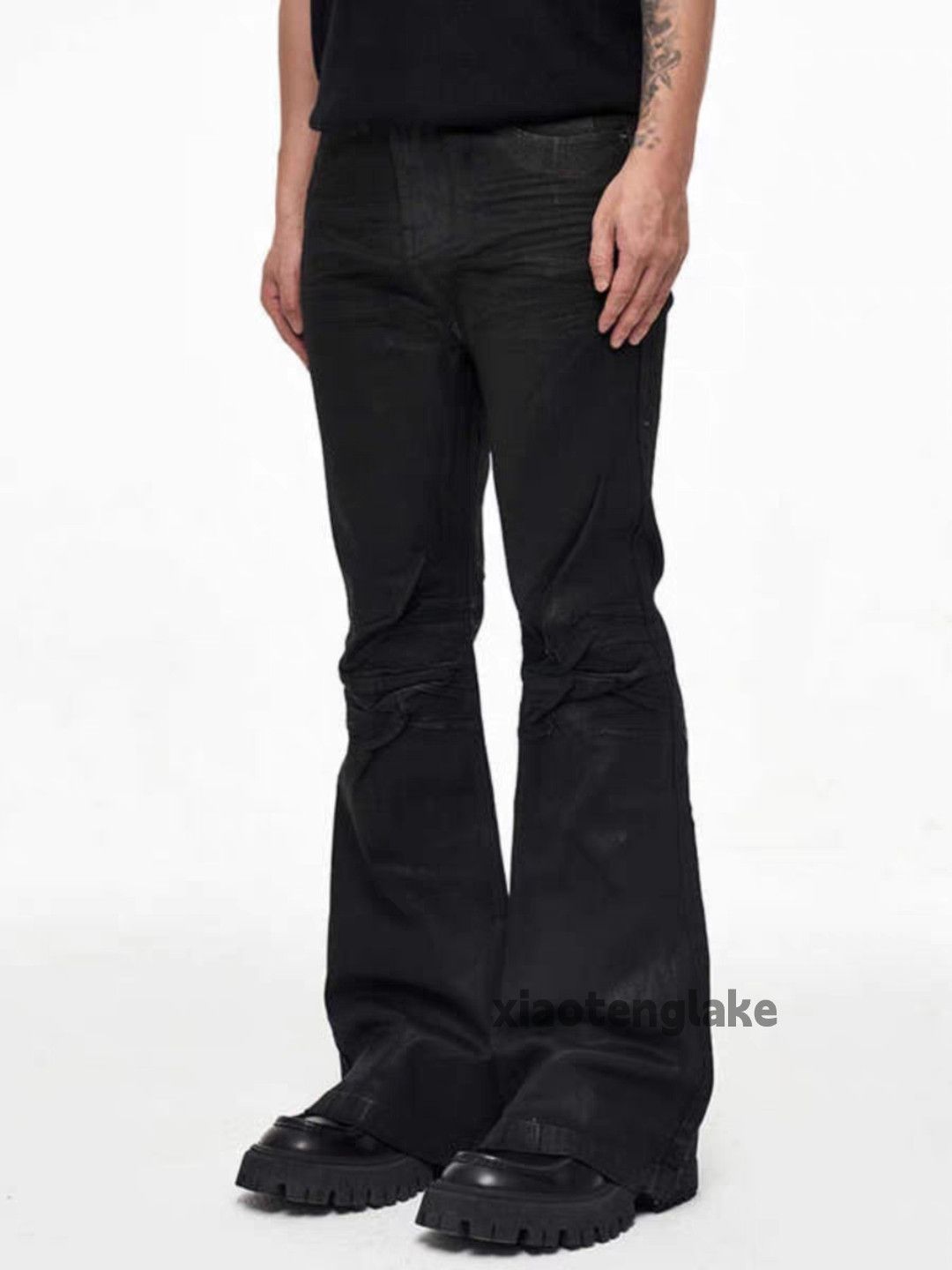 Designer × Jean × Vintage Unisex utility punk grunge bootcut wax stain paint jeans Size US 34 / EU 50 - 8 Thumbnail
