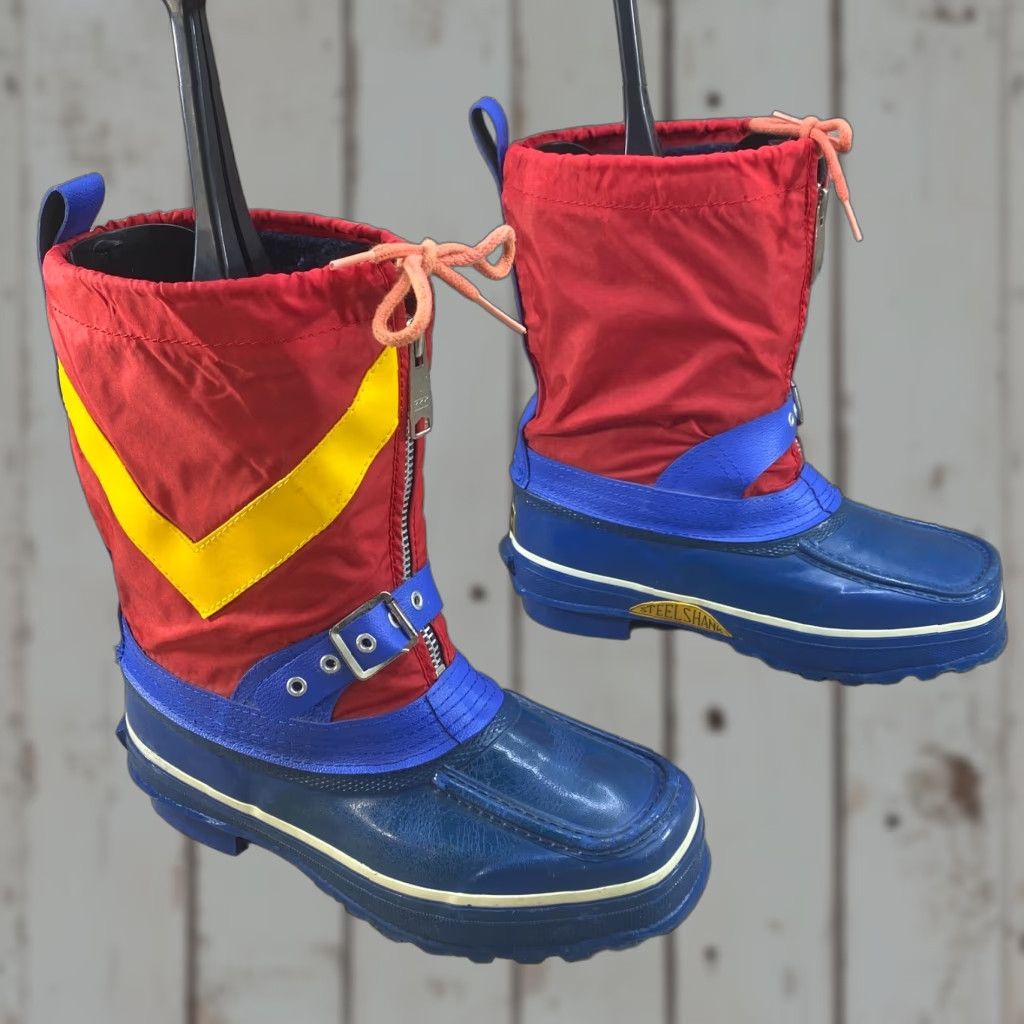 Vintage VINTAGE Trax TRAX Steel Shank Winter Snow Boots Blue Red Yellow Size 7 Wool Liner Boots Size US 7 / EU 40 - 1 Thumbnail