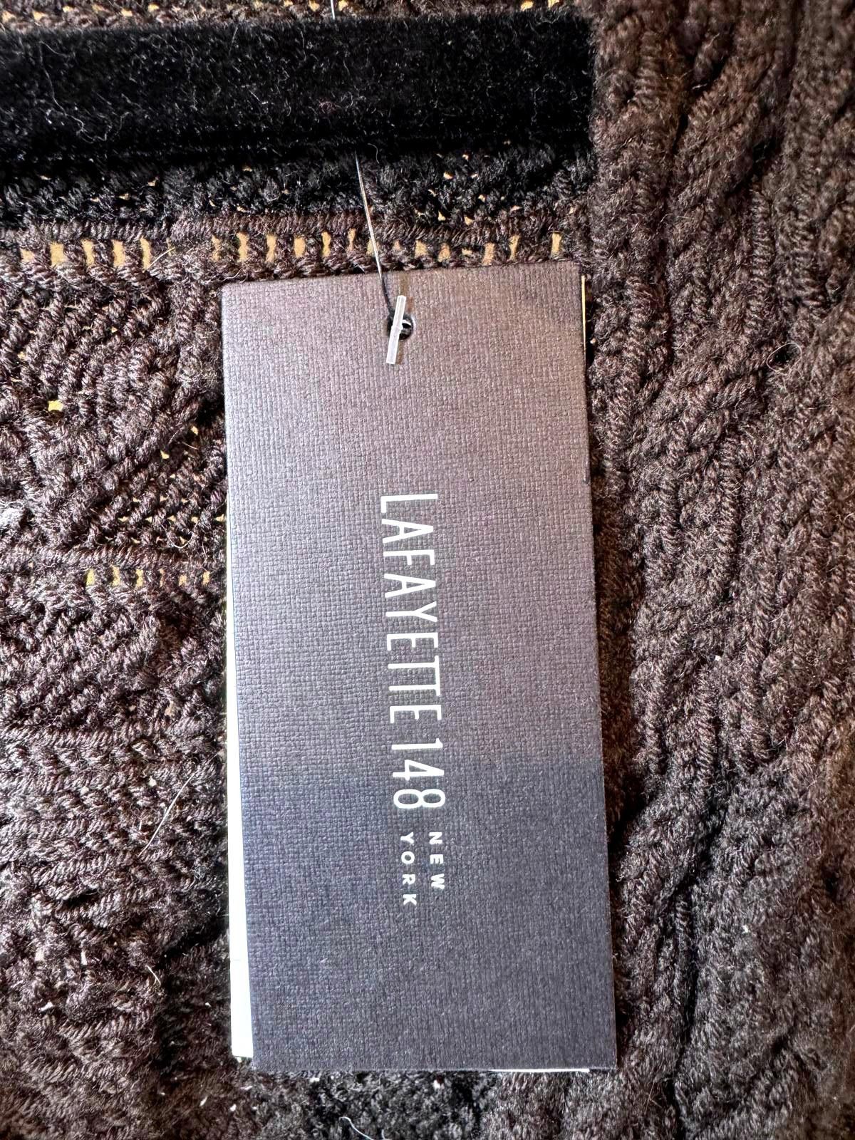 Designer Lafayette 148 New York Cable Knit Cardigan - Size L Size L / US 10 / IT 46 - 4 Thumbnail