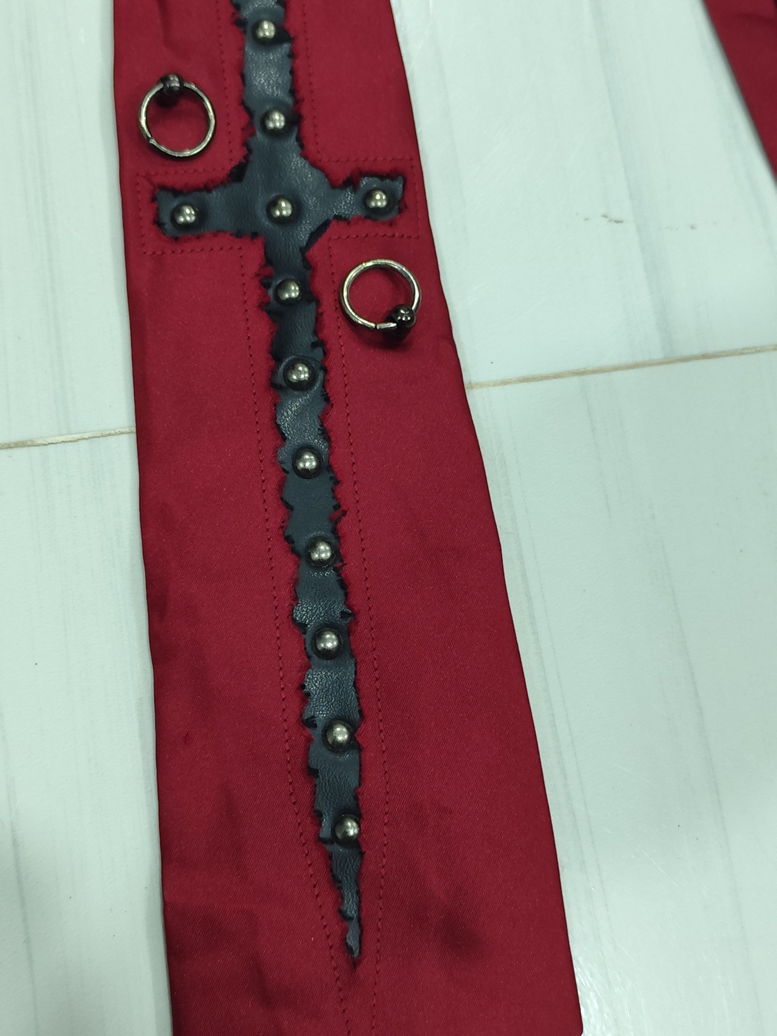 PPFM BPN black peace now neck tie leather cross studed Size ONE SIZE - 3 Thumbnail