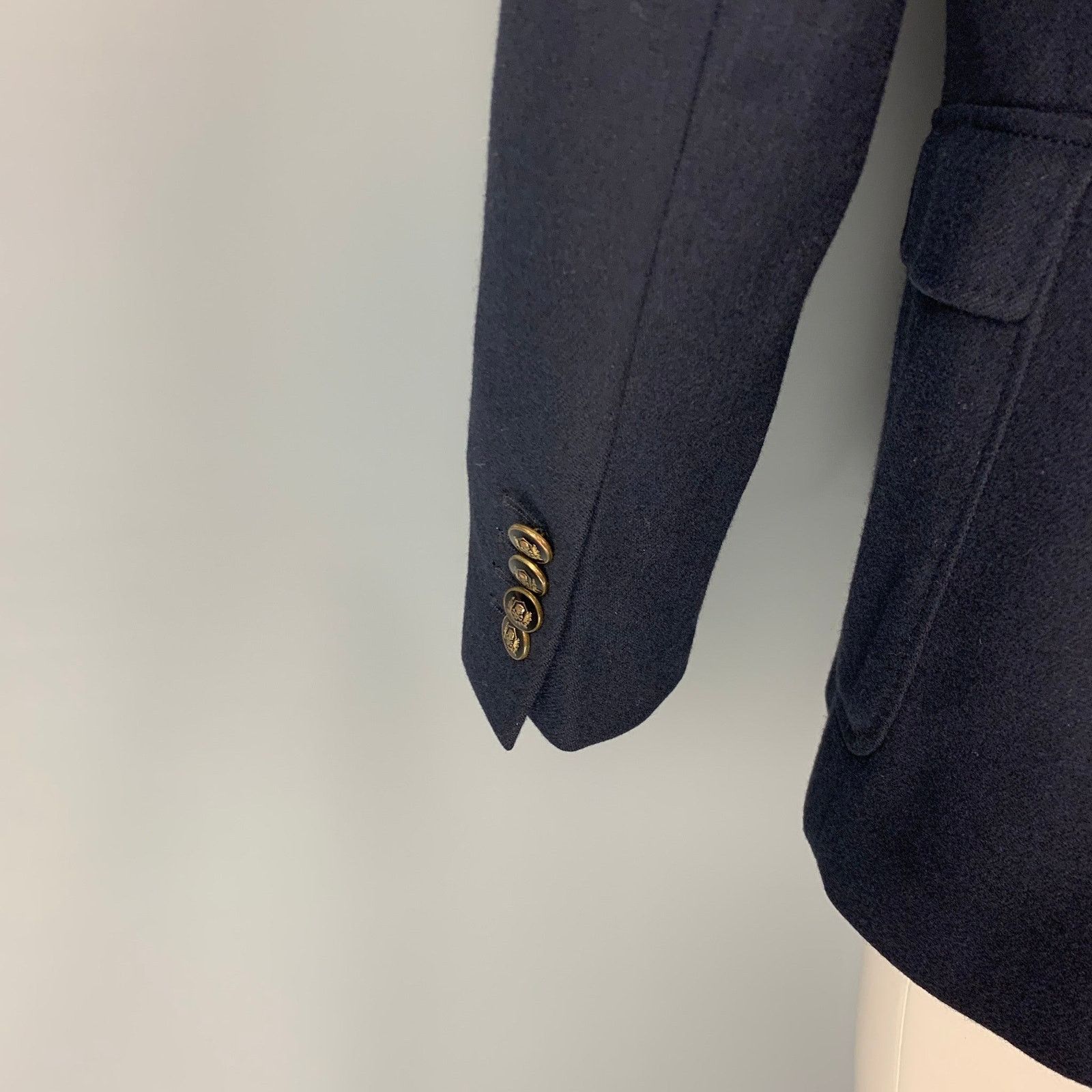 The Kooples THE KOOPLES Size 40 Navy Cashmere Peak Lapel Sport Coat Size 40R - 4 Thumbnail