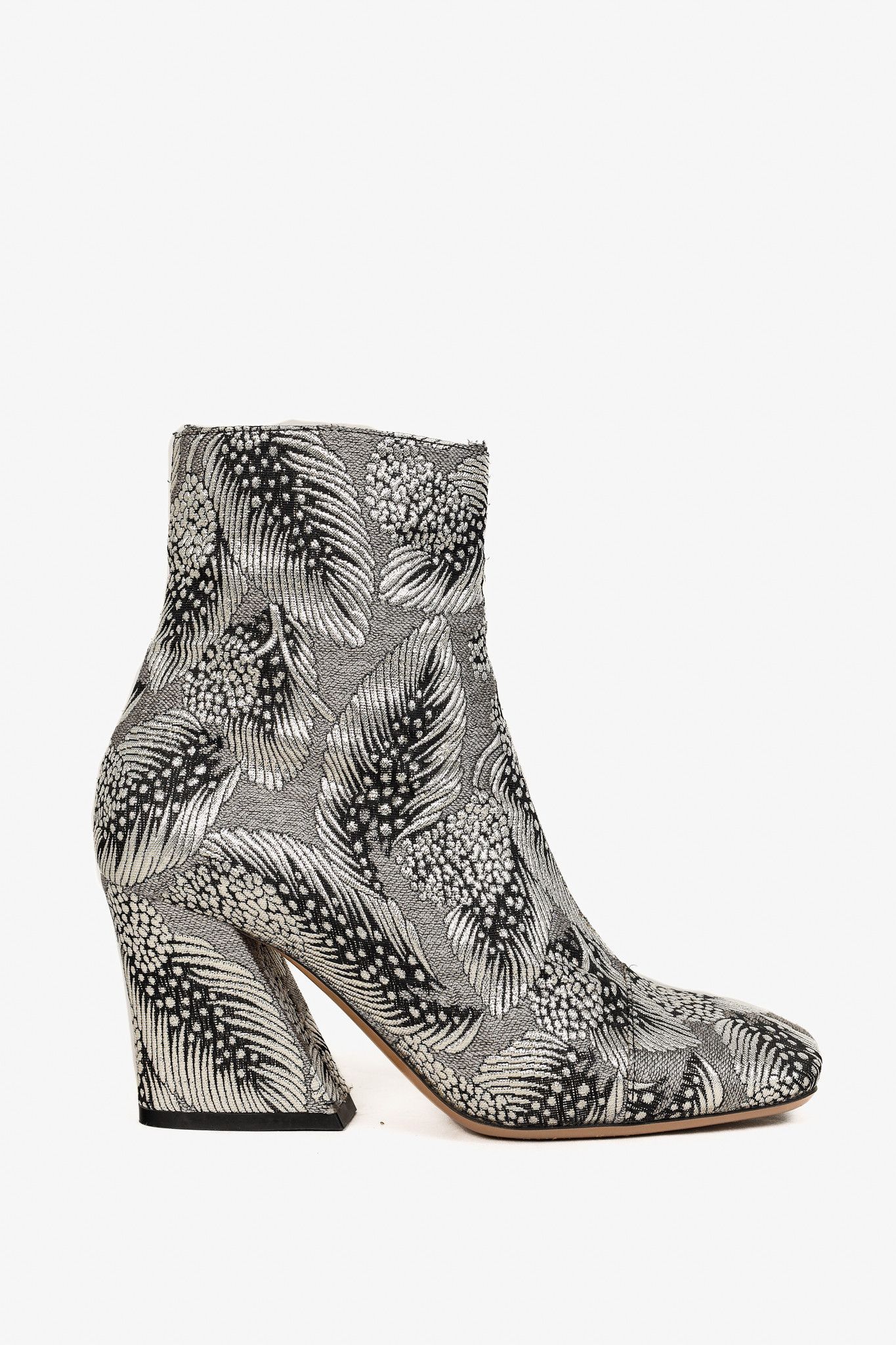 Dries Van Noten Dries Van Noten SS/18 Runway Silver Jacquard Ankle Boots Size US 6.5 / IT 36.5 - 1 Thumbnail