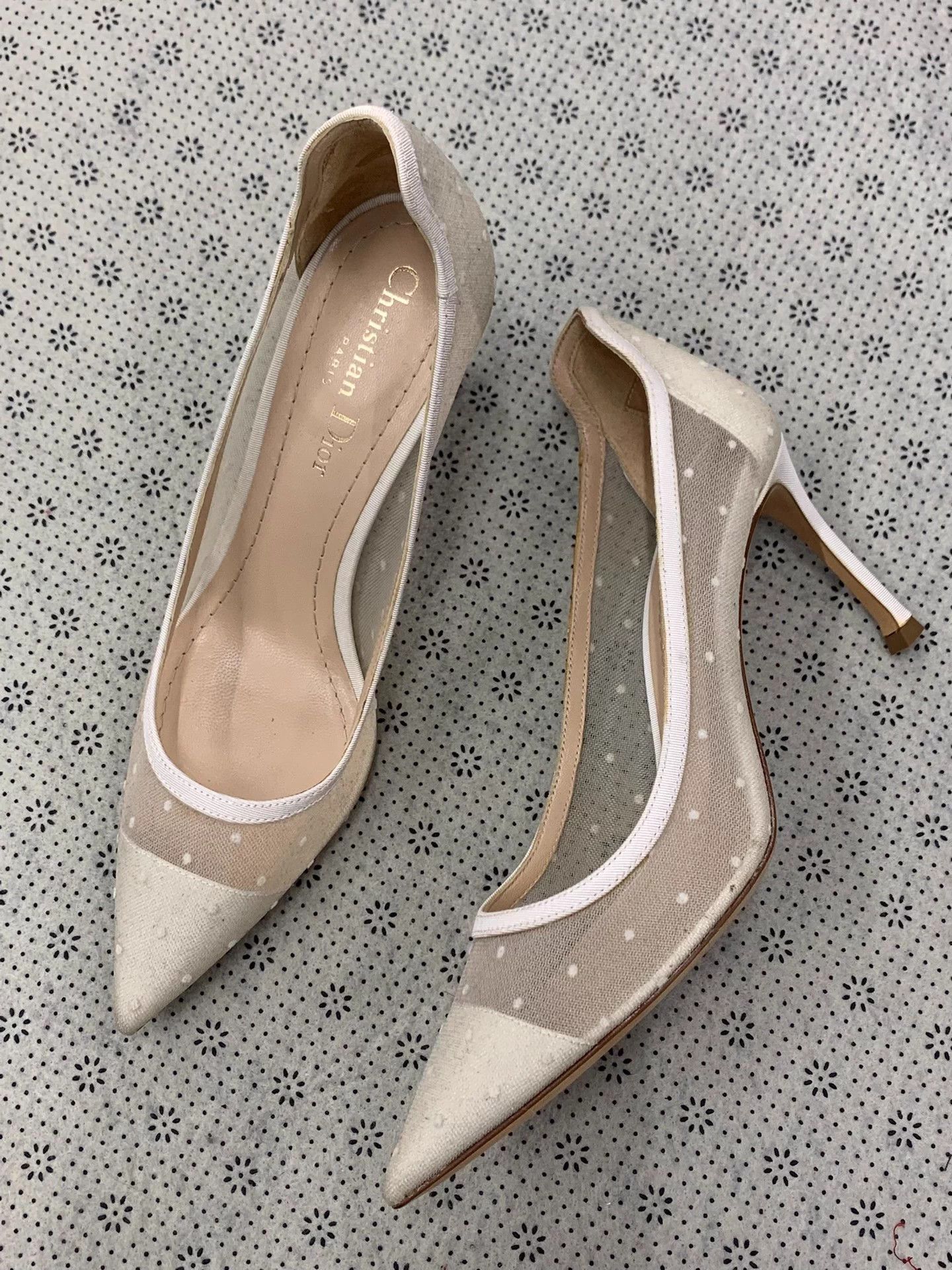Dior Dior white polka dot tulle heels EU36 Size US 5 / IT 35 - 2 Thumbnail