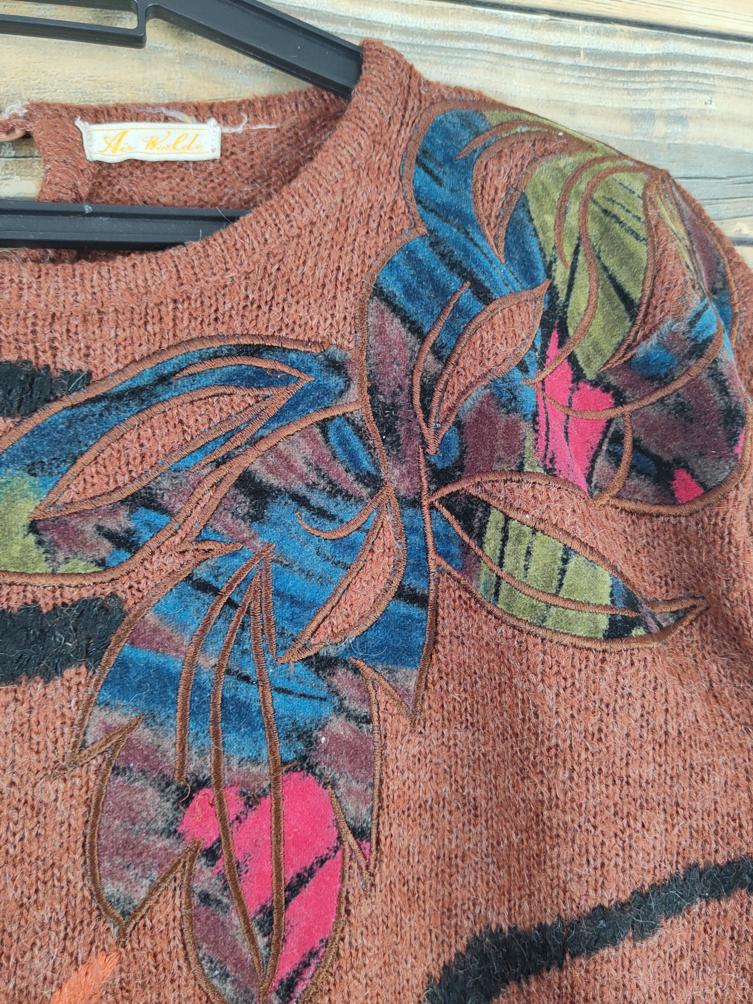 Homespun Knitwear Air Woeld Dark Brown art vintage Knitwear Crop Tops #W1106 Size L / US 10 / IT 46 - 3 Thumbnail