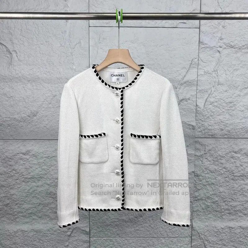 Chanel Chanel White Cotton Jacket for Women . Size L / US 10 / IT 46 - 1 Thumbnail