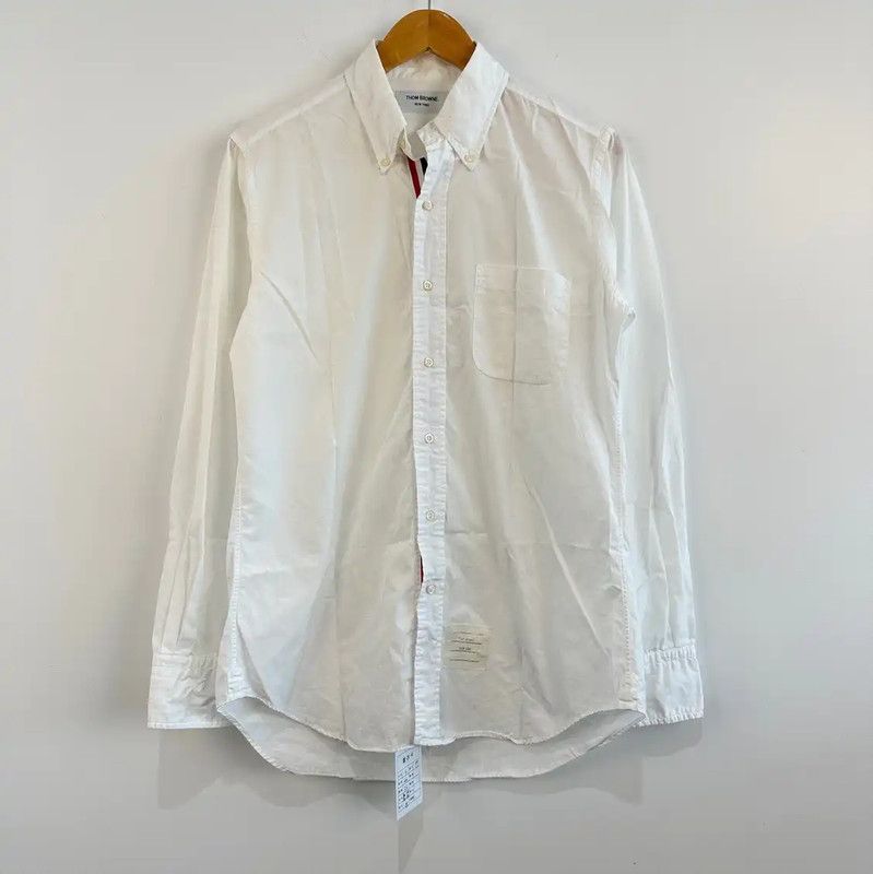 Thom Browne Thom Browne White Cotton Long Sleeve Shirt 0089 Size US L / EU 52-54 / 3 - 1 Thumbnail
