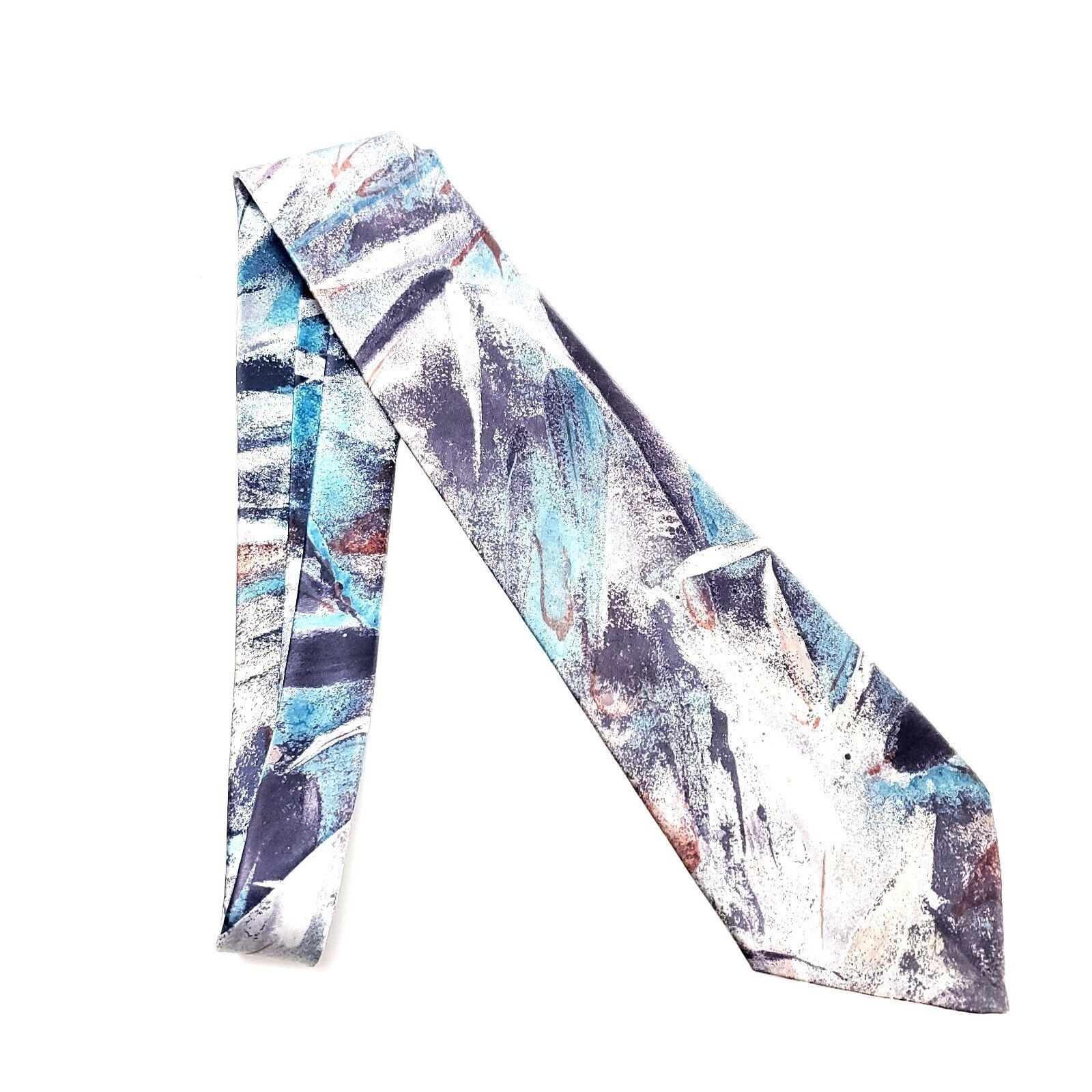 Pierre Cardin Pierre Cardin Polyester Tie Blue Brown Abstract Print Wide Size ONE SIZE - 6 Thumbnail