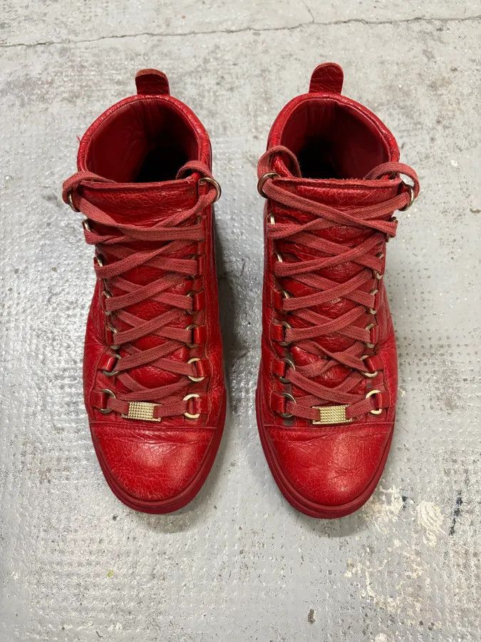 Balenciaga Balenciaga Arena Red High Leather Sneakers Size US 6 / IT 36 - 2 Thumbnail
