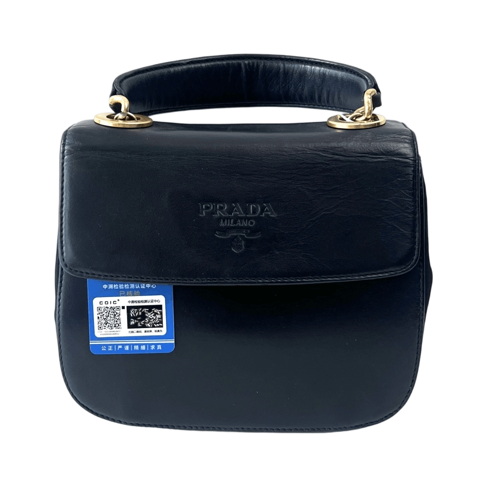 Prada Prada Black Leather Handle Bag One Size Size ONE SIZE - 1 Thumbnail