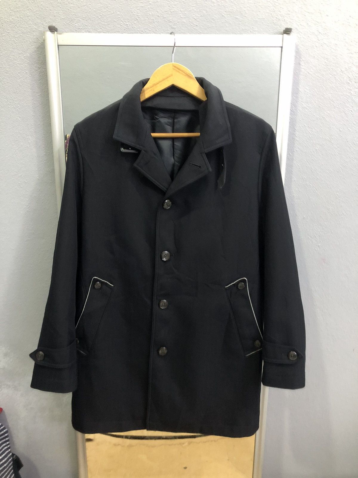 Japanese Brand Japanese Herringbone Convertible Stand Collar Coat Size US S / EU 44-46 / 1 - 1 Thumbnail
