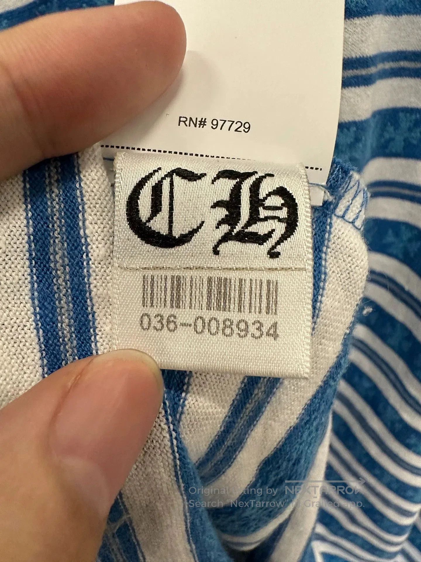 Chrome Hearts Chrome Hearts Blue Striped Short Sleeve Shirt. Size US S / EU 44-46 / 1 - 7 Thumbnail