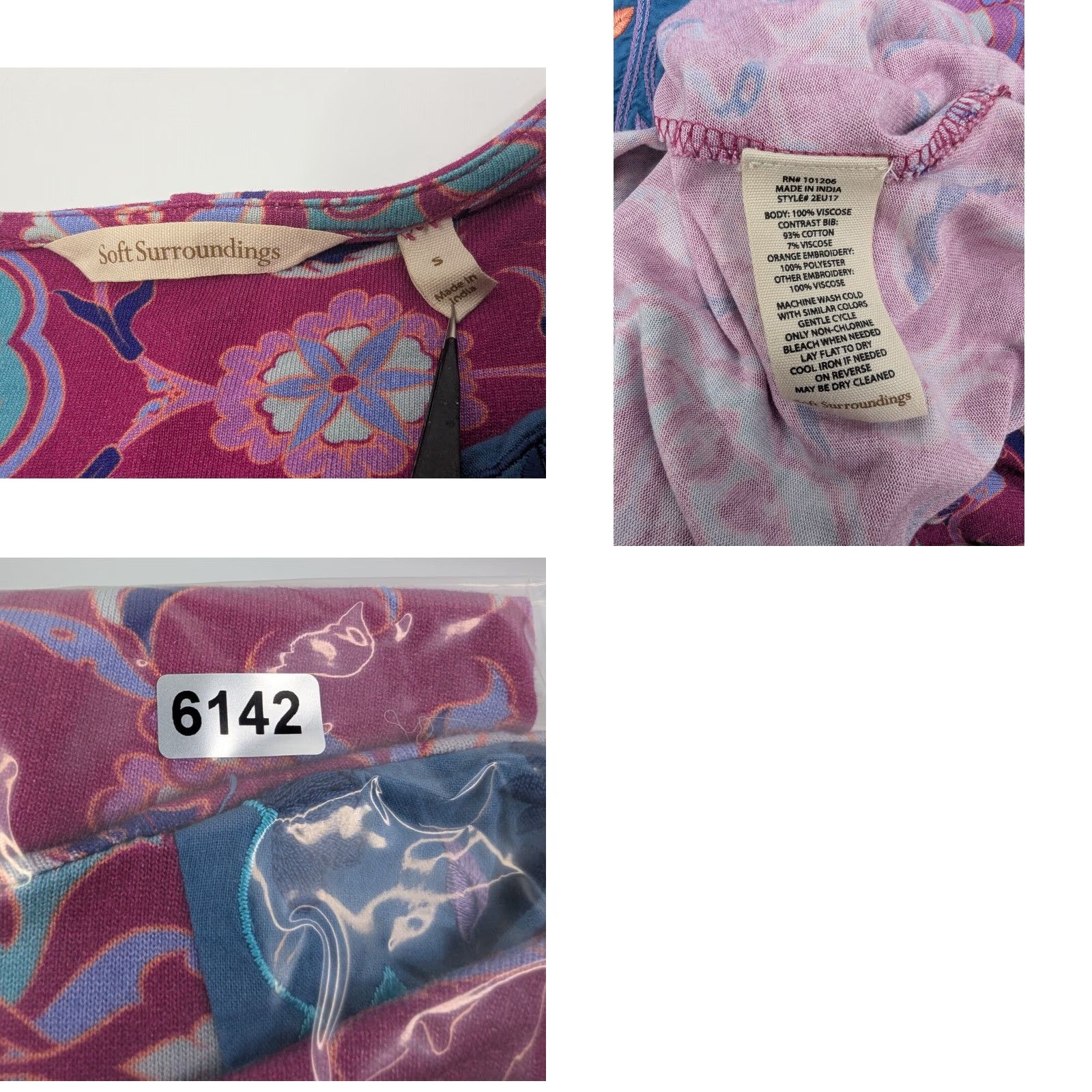 Soft Surroundings Soft Surroundings Blouse Tunic Floral Boho Bell Sleeve V-Neck Embroidered 3/4 Sleeve Pink Relaxed Regular S Womens Size S / US 4 / IT 40 - 8 Thumbnail