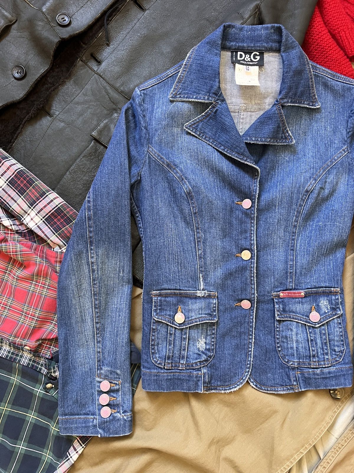 Dolce & Gabbana Dolce&Gabbana Vintage Denim Blazer Jacket Avant-Garde Size XS / US 0-2 / IT 36-38 - 8 Thumbnail