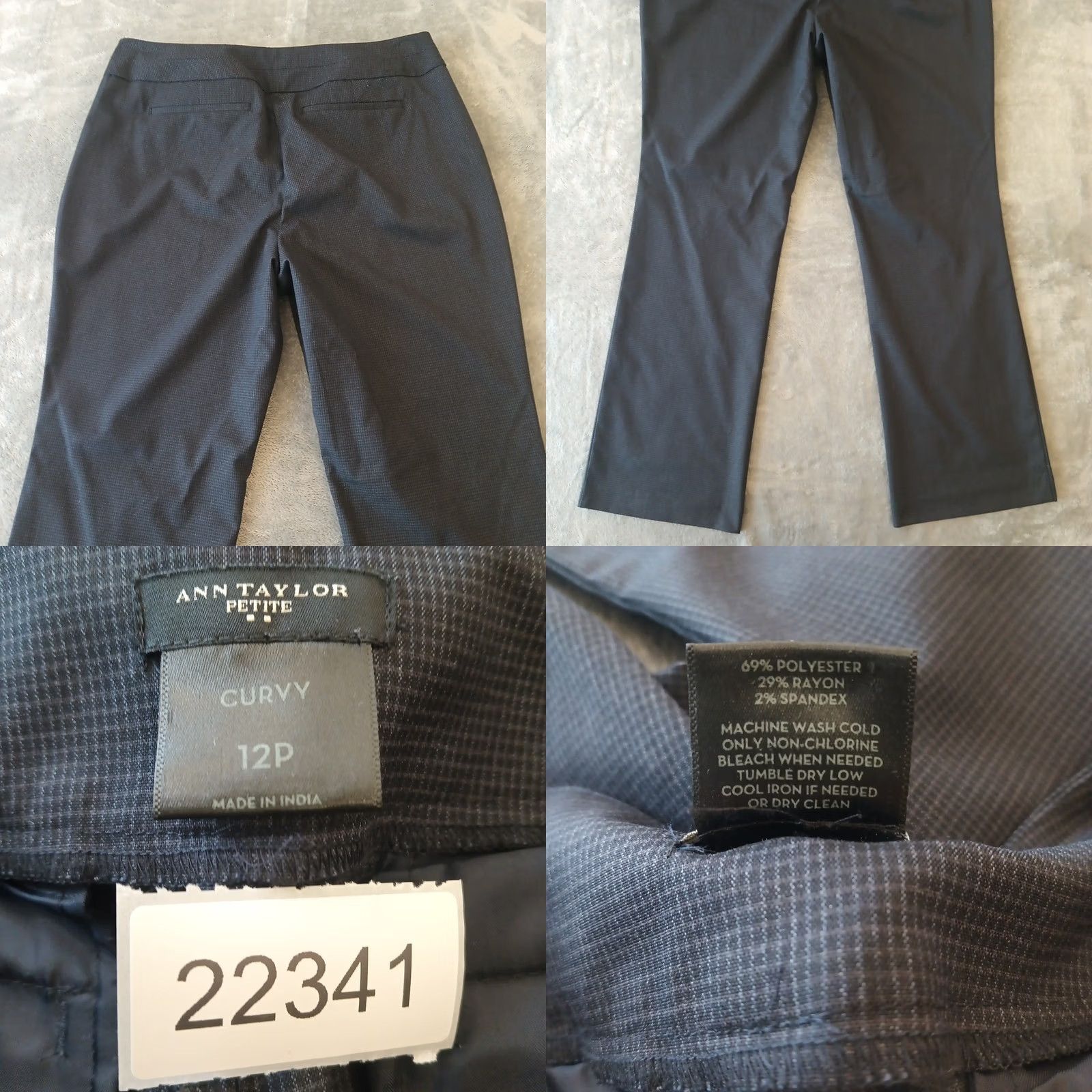 Ann Taylor Ann Taylor Petite Dress Pants Womens Size 12P Micro Check Blue Black Size 34" / US 12 / IT 48 - 8 Thumbnail