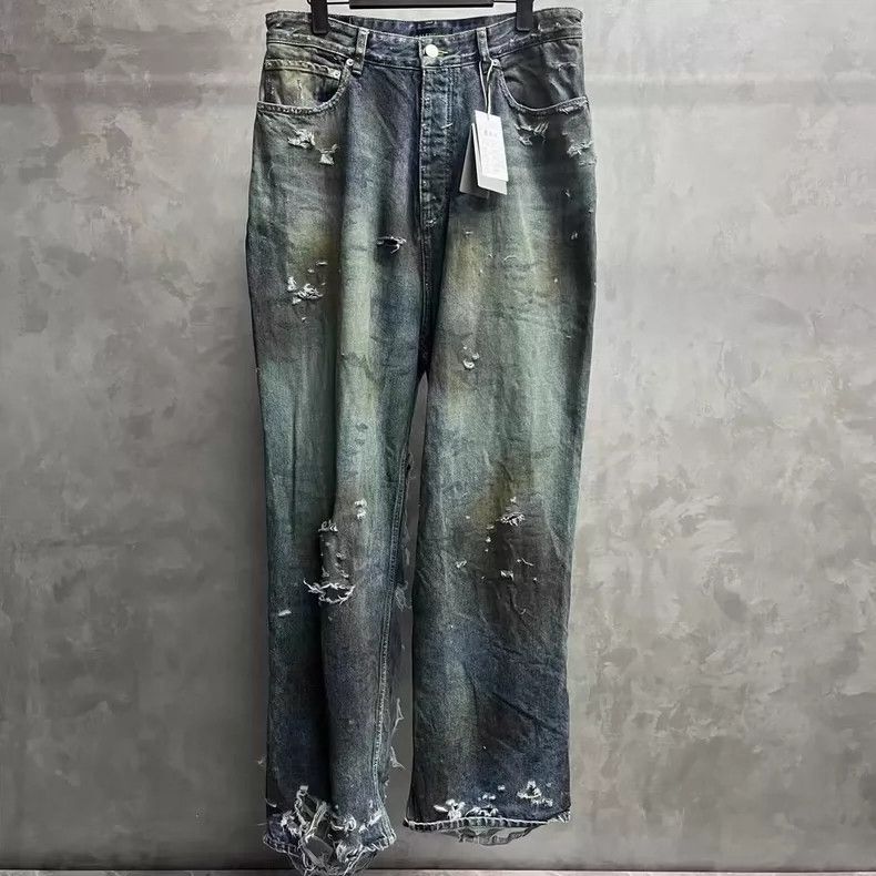 Balenciaga Balenciaga Blue Distressed Denim Pants Size M-dmc Size US 27 - 1 Thumbnail