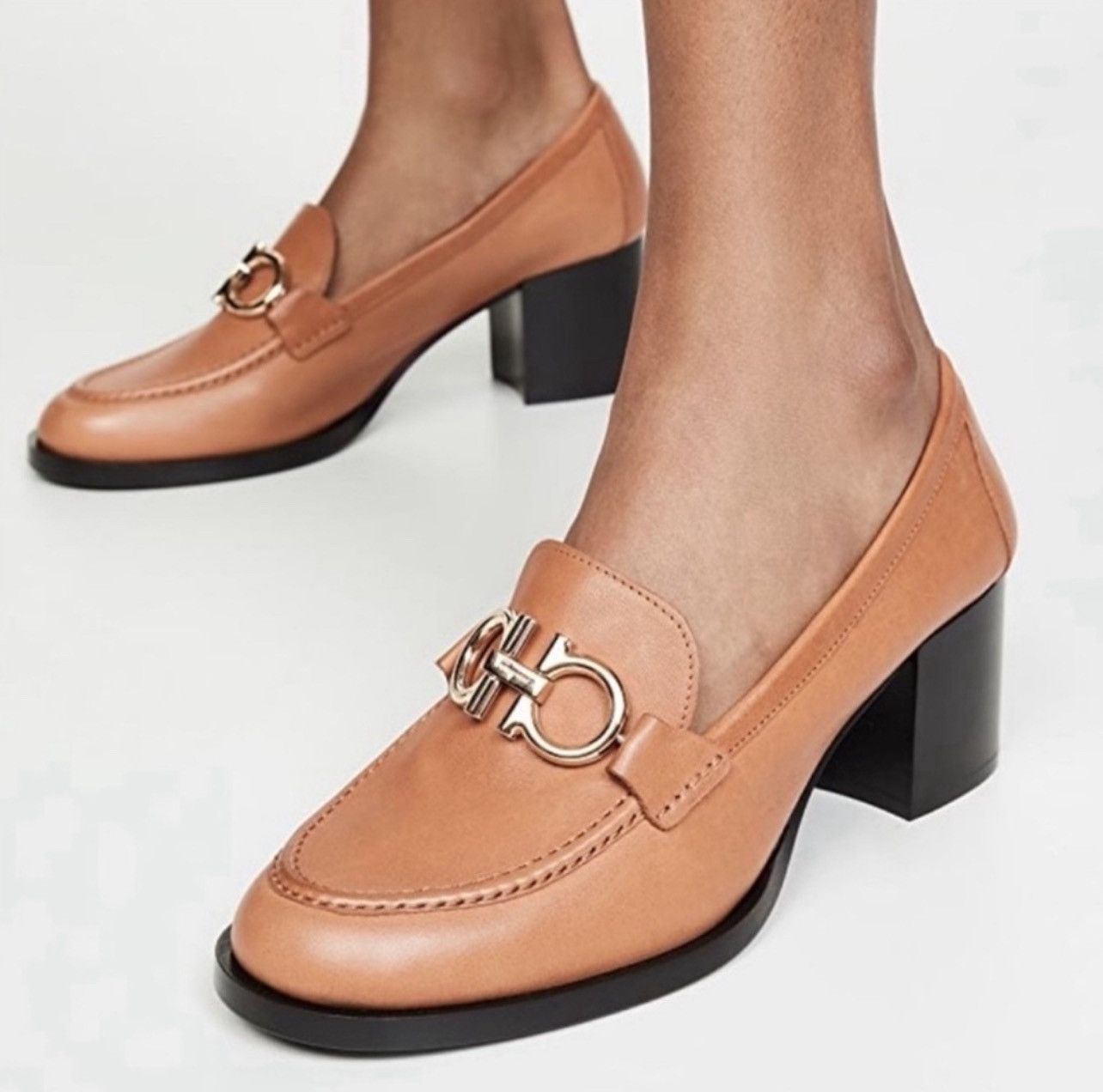 Salvatore Ferragamo × Vintage Vintage Salvatore Ferragamo Leather Buckled Heeled Loafers Size US 8 / IT 38 - 1 Thumbnail
