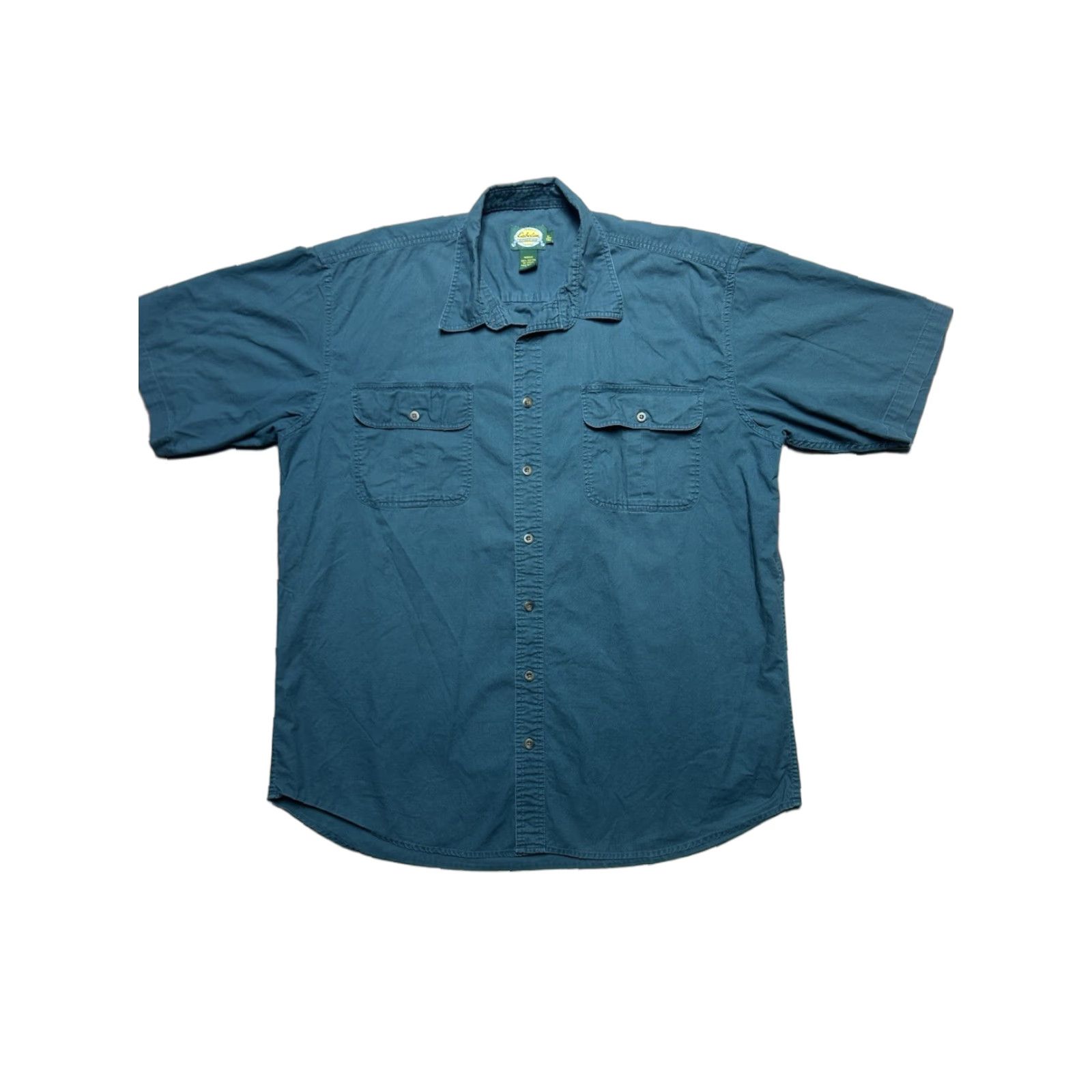Vintage VINTAGE Cabela's Shirt Button-Up Short Sleeve Lightweight Cotton Teal Green XL Tall Men Size US XL / EU 56 / 4 - 1 Thumbnail