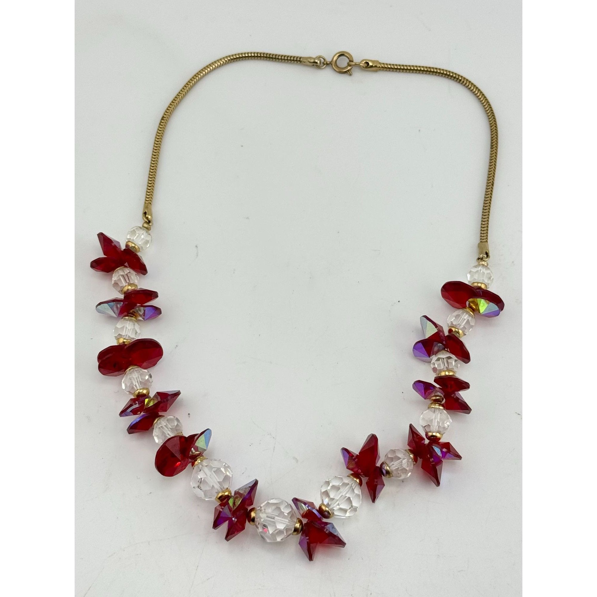 Vintage Vintage red crystal beaded collar necklace Size ONE SIZE - 3 Thumbnail