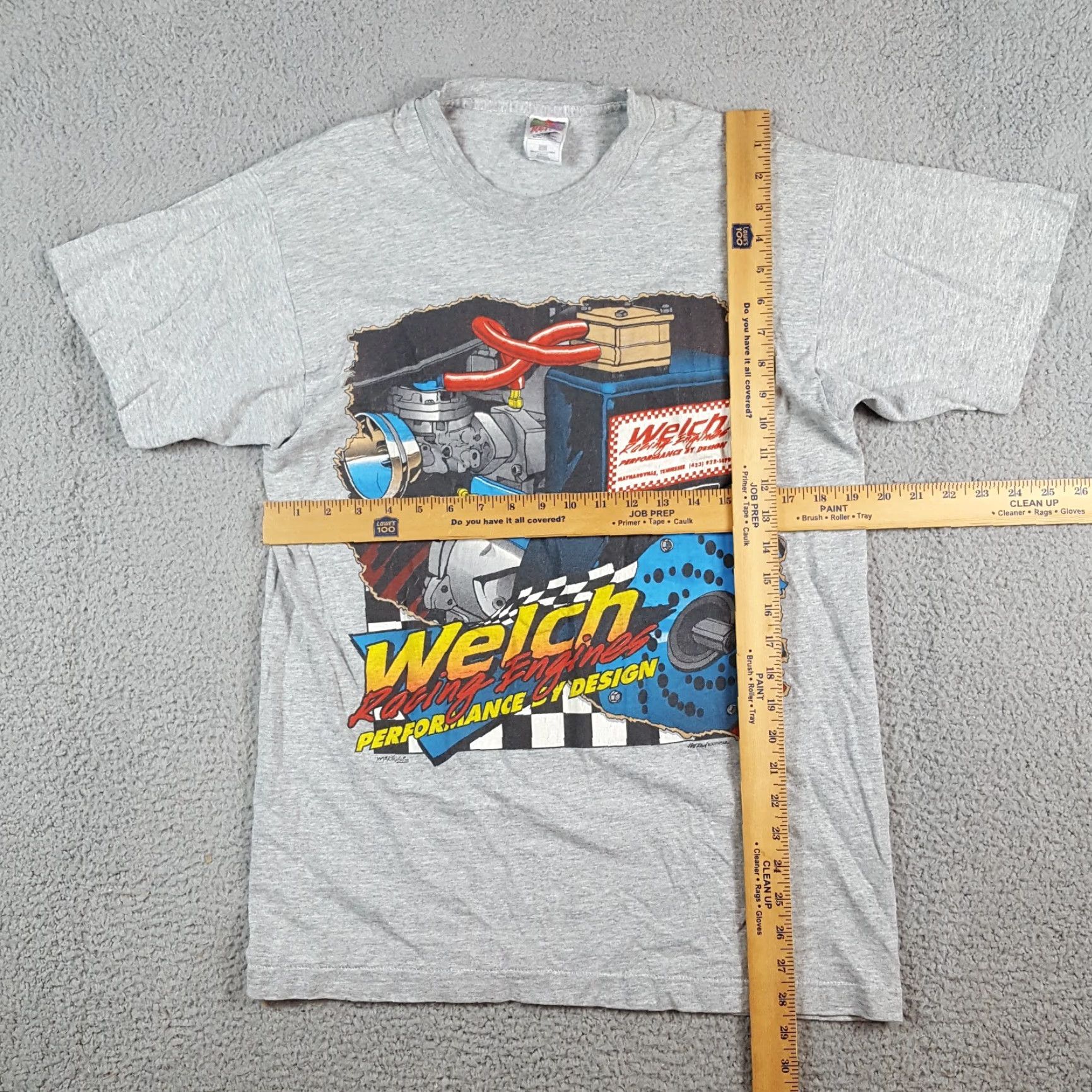 Fruit Of The Loom VINTAGE Welch Racing Engines NASCAR Race Tee Men's S Gray Cotton T-Shirt with Embroidered Logo Size US S / EU 44-46 / 1 - 6 Thumbnail