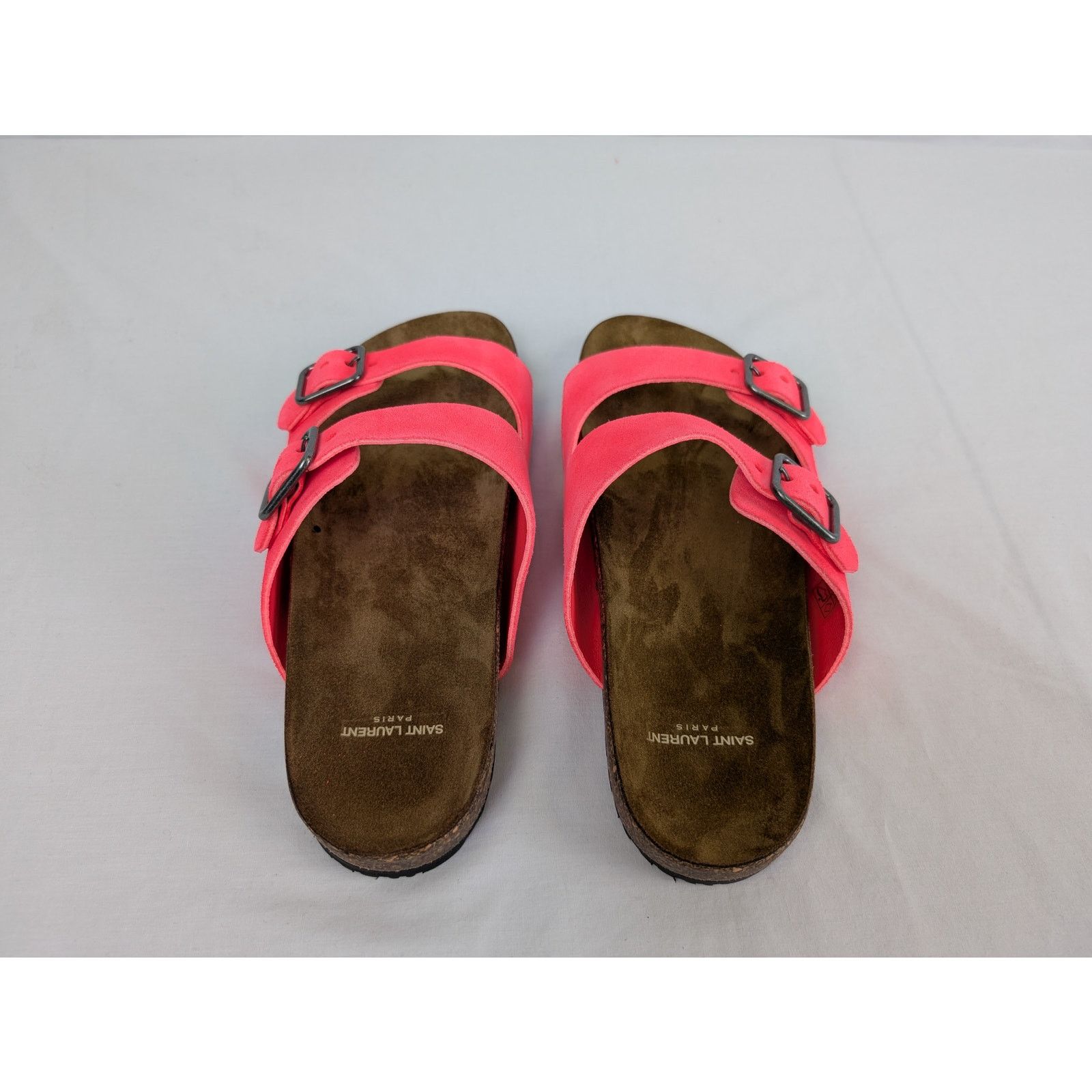 Saint Laurent Paris o1rshd1 Q:2 / Jimmy Double Buckle Slide Slipper Pink/Brown Size US 9 / EU 42 - 11 Thumbnail