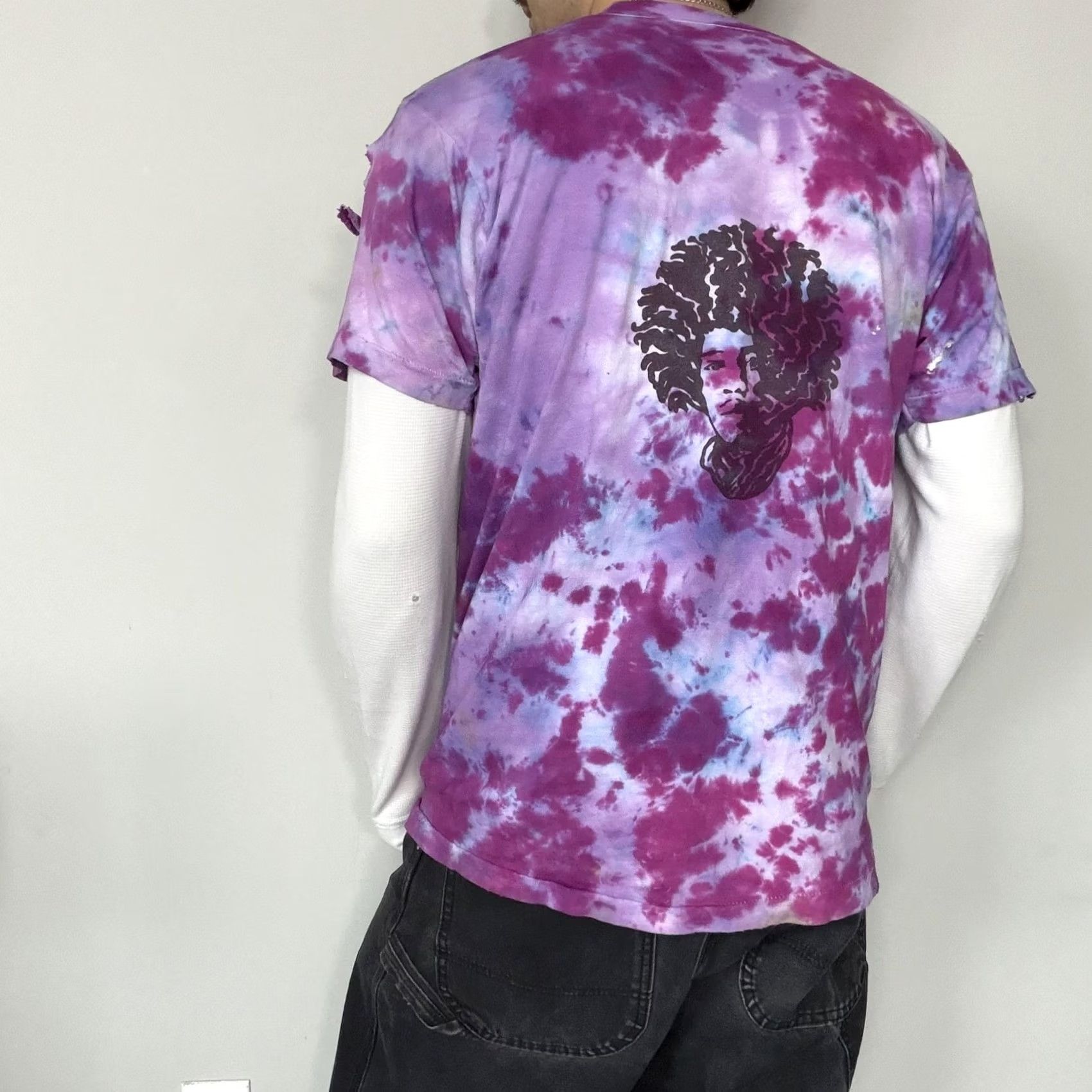 Fruit Of The Loom VINTAGE Jimi Hendrix Band Tee Shirt XL Purple Tie-Dye 80s Distressed FOTL Size US XL / EU 56 / 4 - 2 Thumbnail