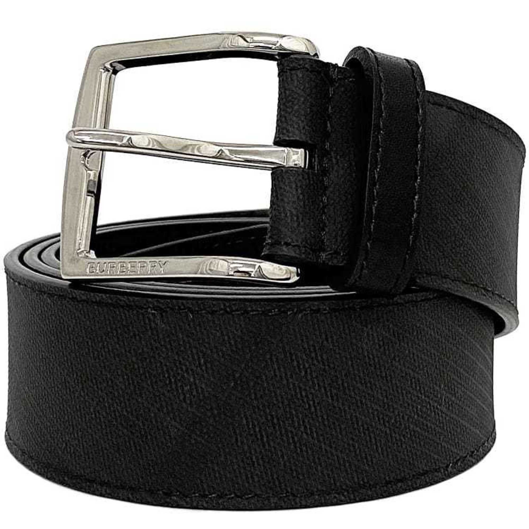 image of Burberry Waist Belt Black Check F-20072 Leather Square Buckle 40Mm Long, Women's