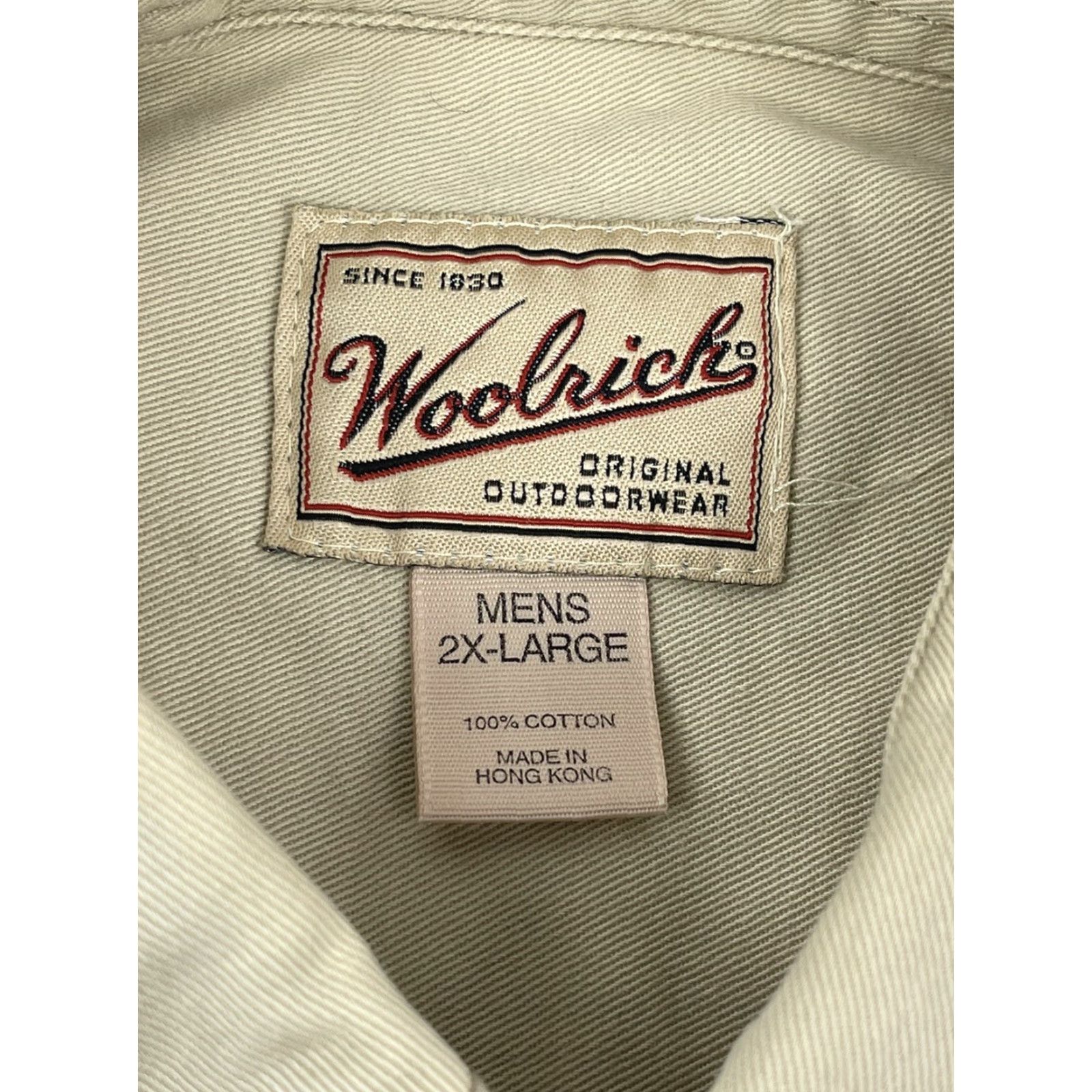 Vintage VINTAGE Woolrich Shirt XX-Large Button-Up Long Sleeve Hunting Quilted Shoulder Khaki Beige Padded Logo Mens Size US XXL / EU 58 / 5 - 2 Thumbnail