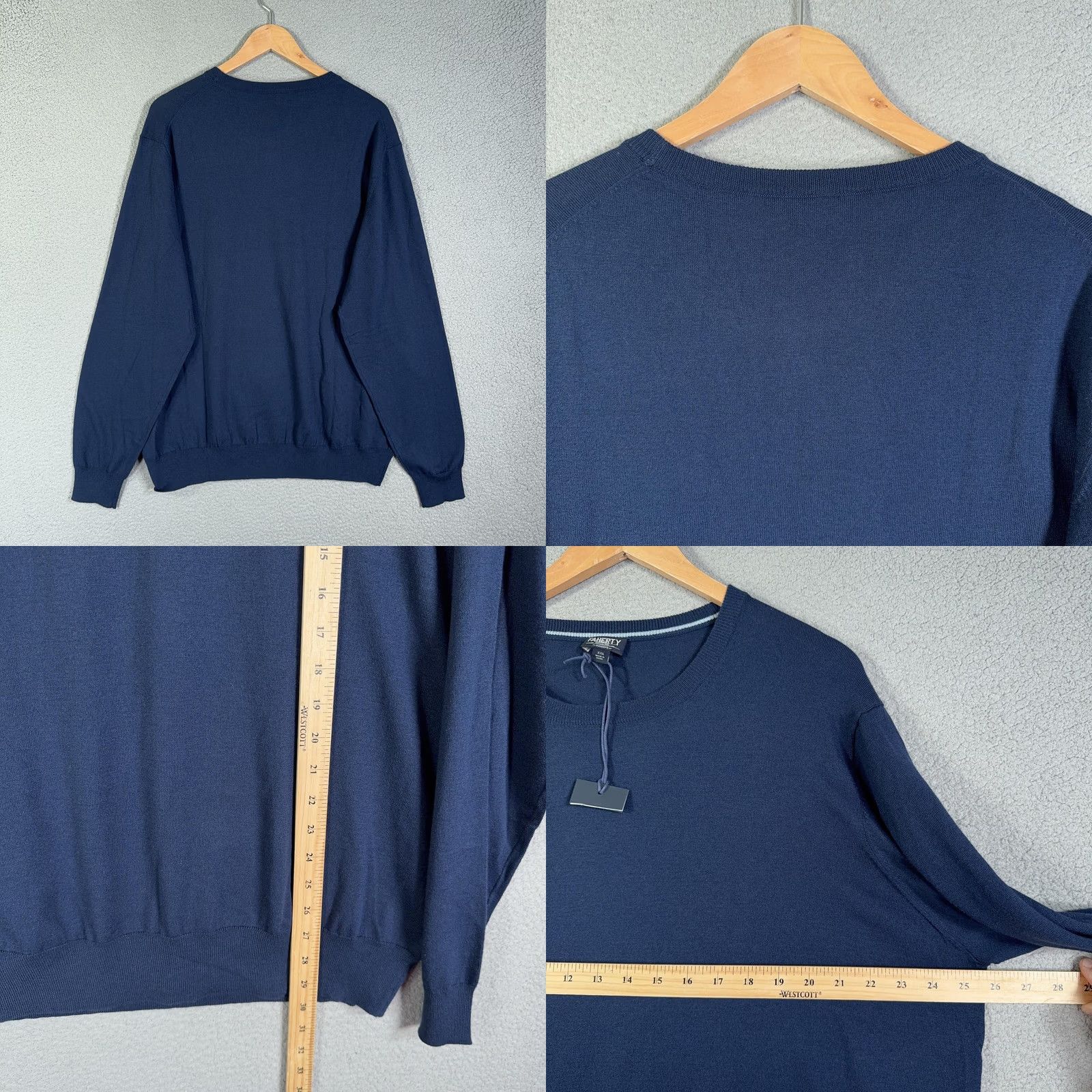 Faherty Faherty Movement Sweater Men 2XL Navy Blue Crewneck Performance Pullover Knit Solid Cotton Polyester Moisture Wicking Lightweight All Seasons Mens Size US XXL / EU 58 / 5 - 8 Thumbnail