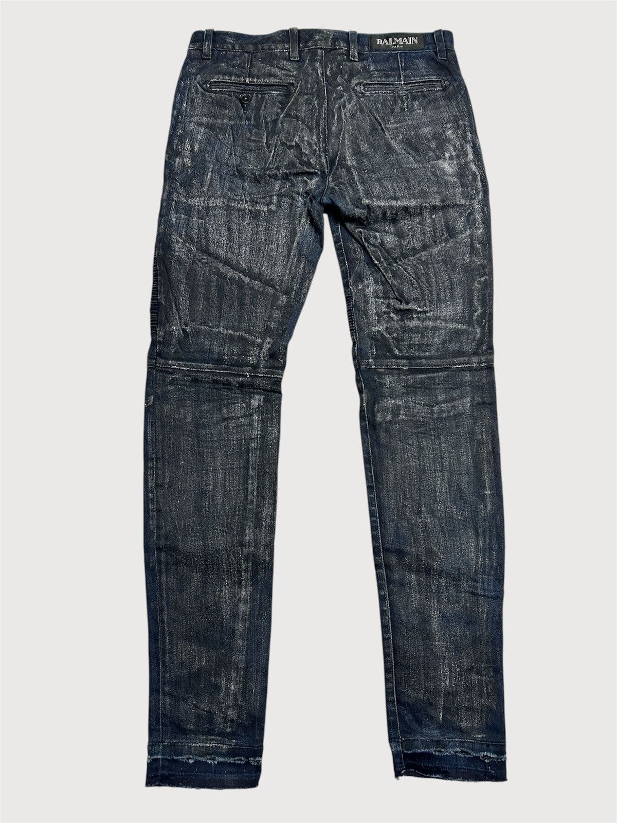 Balmain SS2017 Indigo Waxed Biker Denim Size US 30 / EU 46 - 2 Thumbnail