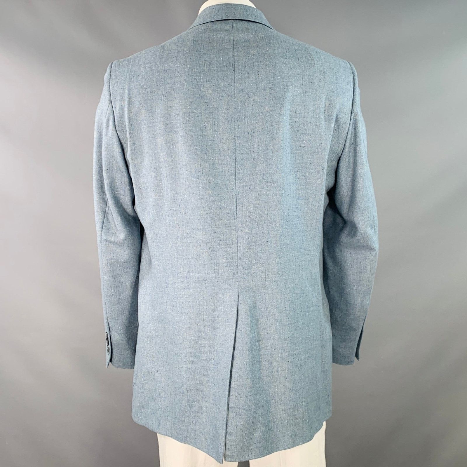 Other Size 42 Long Blue Cream Textured Single breasted Sport Coat Size 42L - 4 Thumbnail